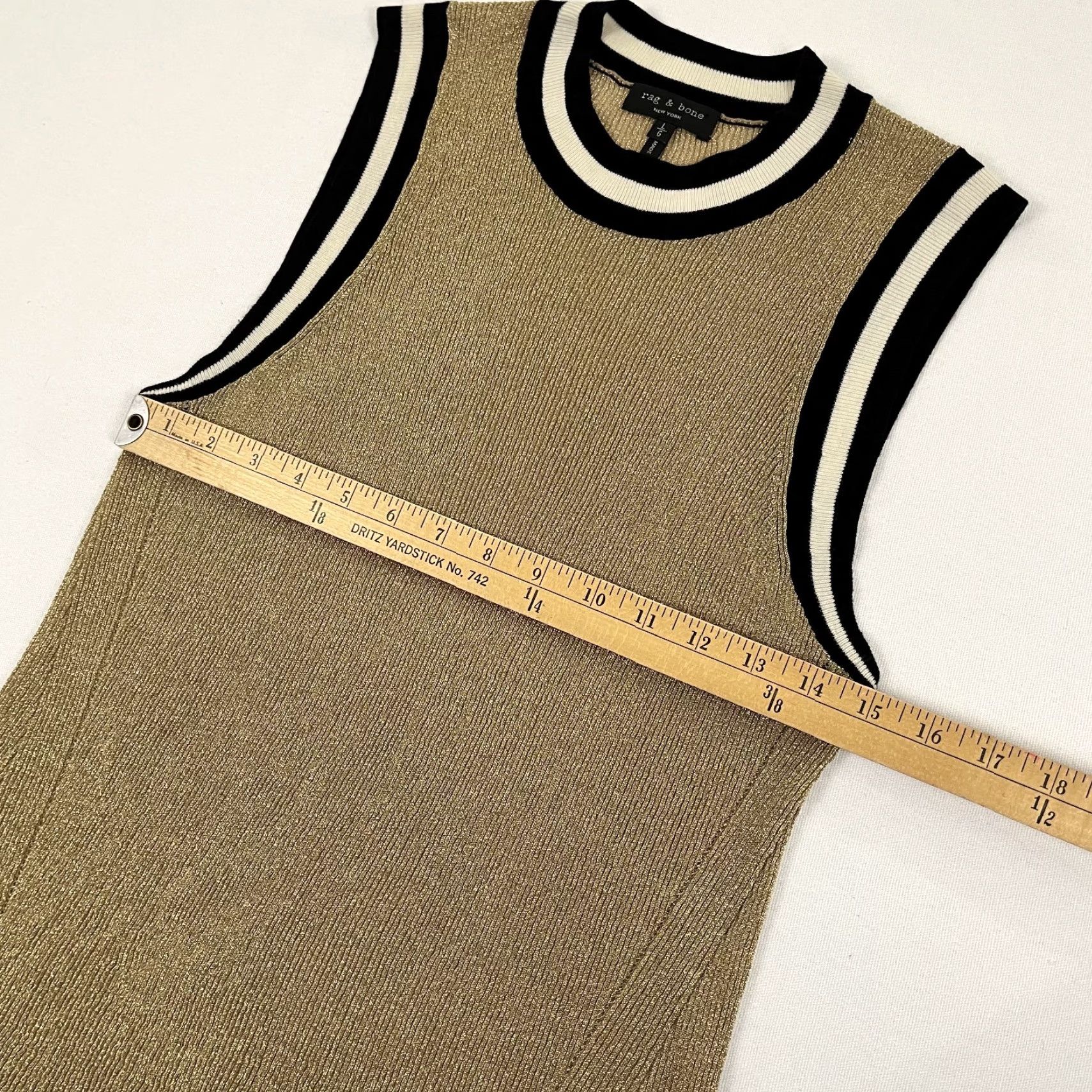 Rag & Bone Rag & Bone Priya Tank Top Shirt Women Large Gold Knit Sparkle Shimmer Wool Blend Size L / US 10 / IT 46 - 5 Thumbnail