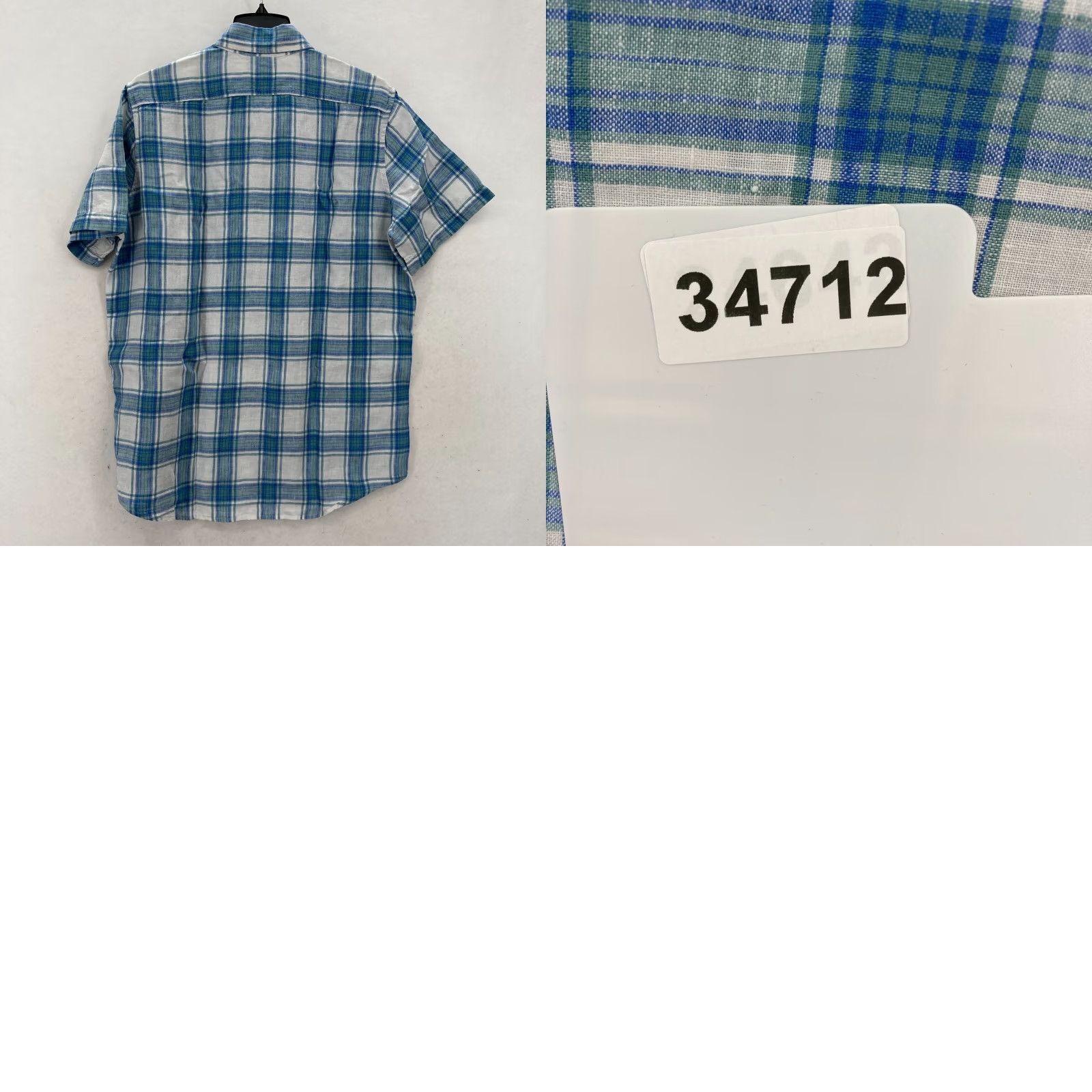 Vintage L.L. Bean Linen Button Up Short Sleeve Shirt Large Tall Blue Plaid Camp Hiking Men Shirts Size US L / EU 52-54 / 3 - 9 Thumbnail