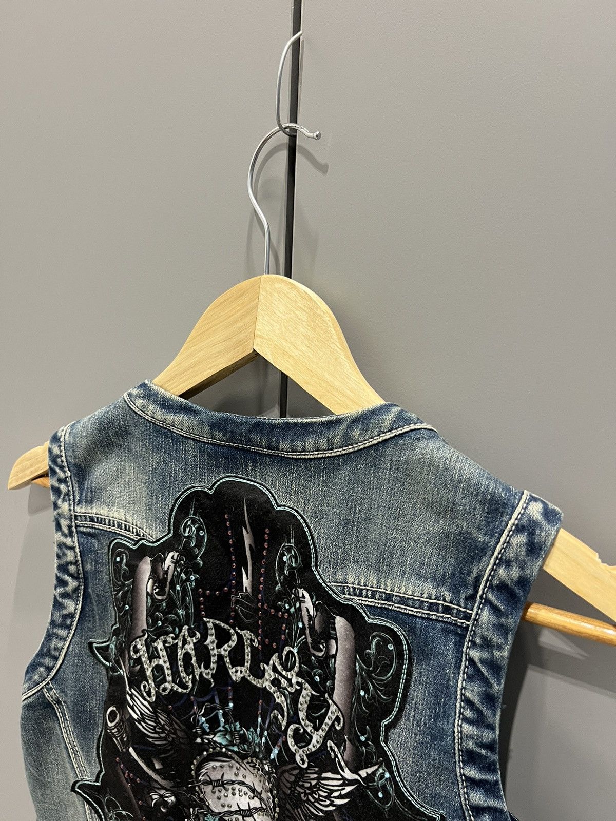 Harley Davidson Y2K Harley Davidson Vest Women's Embellished Denim Grunge Size M / US 6-8 / IT 42-44 - 15 Thumbnail