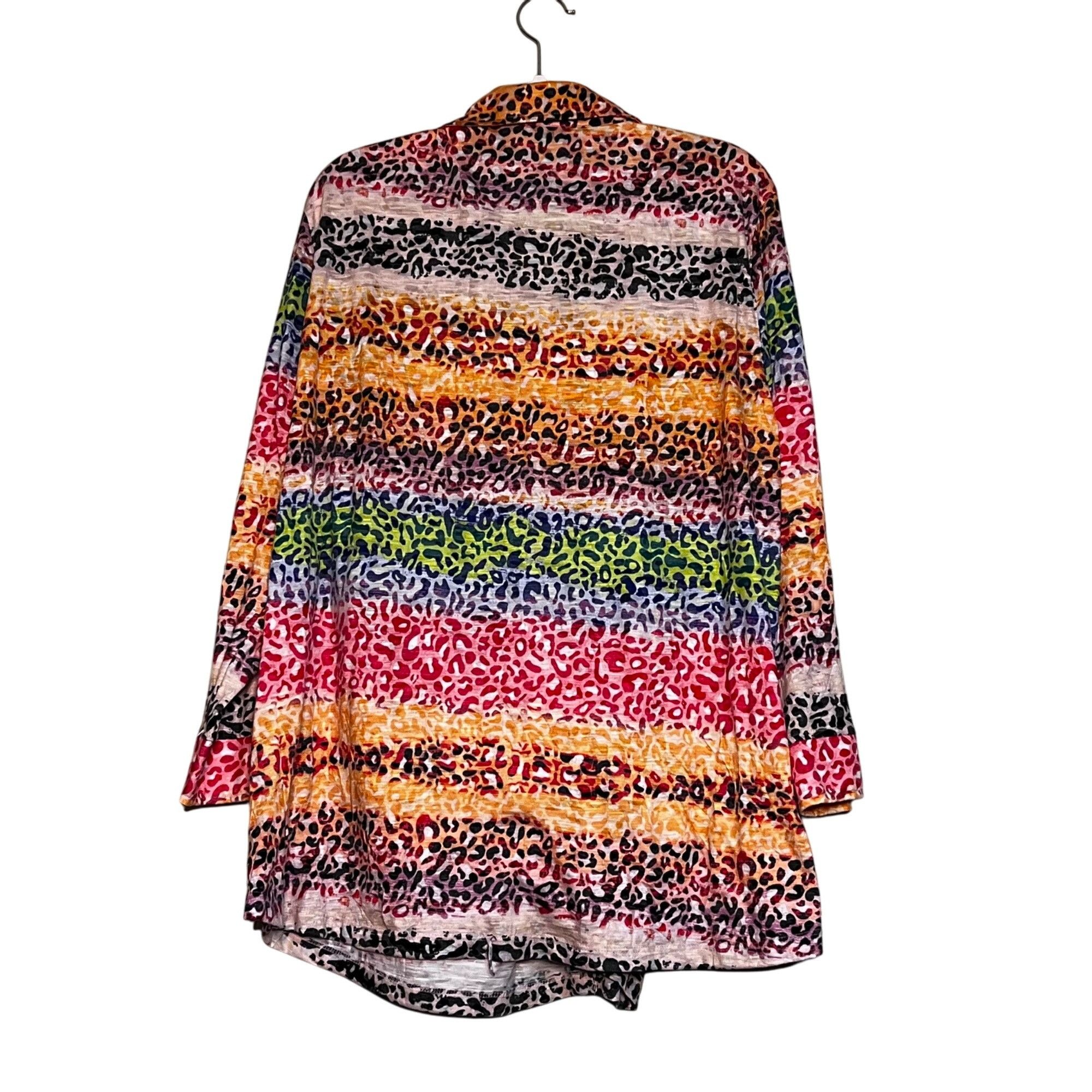Other Ali Miles Women's Rainbow Leopard Burnout Button Shirt L Art Size L / US 10 / IT 46 - 3 Thumbnail