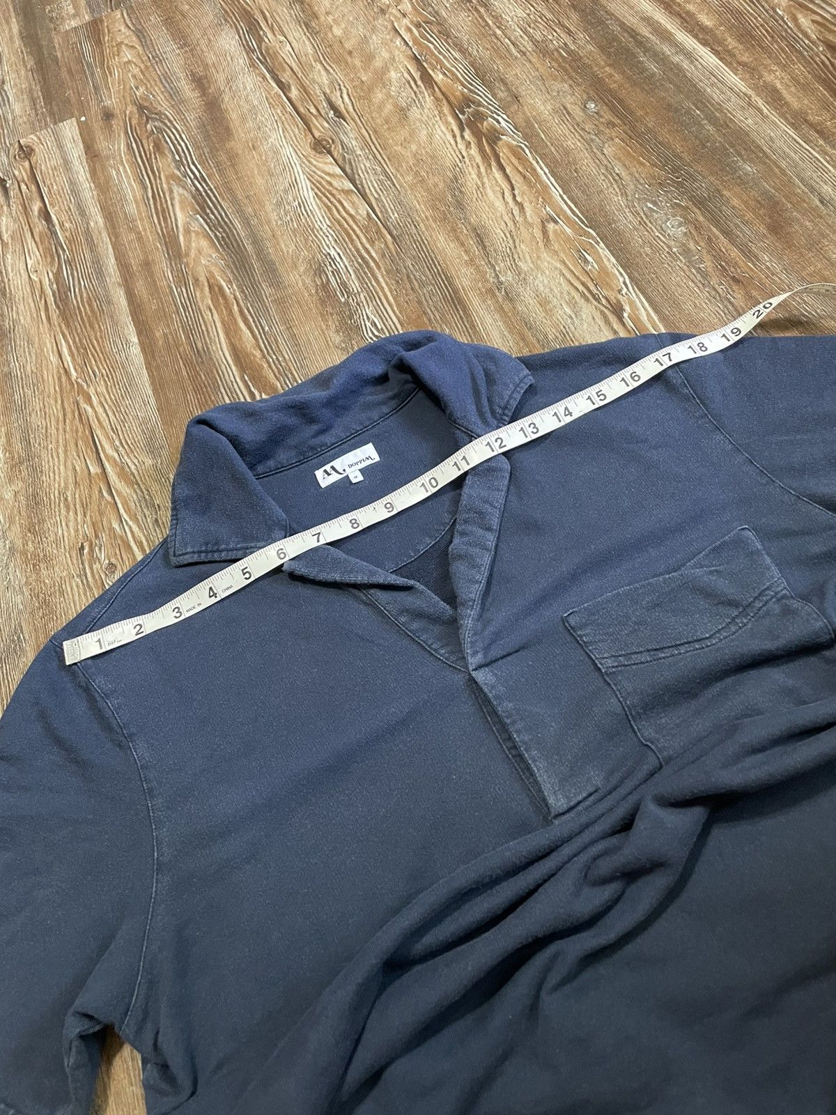 Doppiaa Aadeo Open Collar Polo Shirt Navy Blue Garment Dyed Washed Size US M / EU 48-50 / 2 - 6 Thumbnail