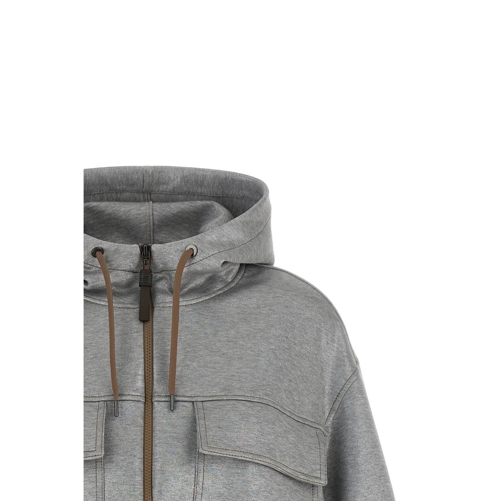 Brunello Cucinelli BRUNELLO CUCINELLI Silver Bomber Jacket New & Authentic (Wom Size XS / US 0-2 / IT 36-38 - 3 Thumbnail