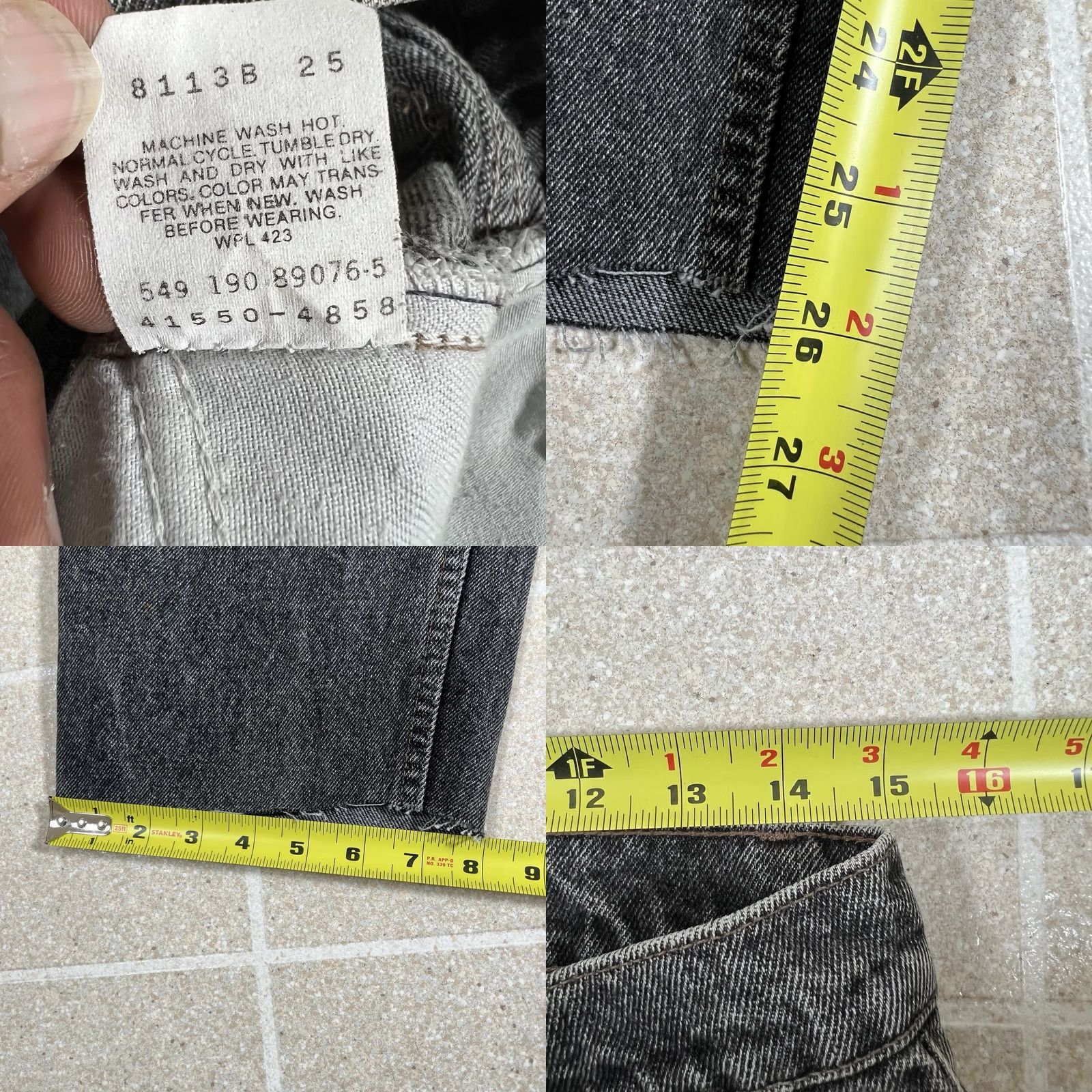 Denime VINTAGE Levis Silvertab Jeans Mens 30 X 26 Black Denim Made in USA Button Fly Jeans Mens 30 Black 1990s Size 30" / US 8 / IT 44 - 9 Thumbnail