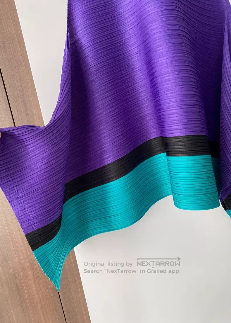 Issey Miyake Issey Miyake Purple Green Color Block Horizontal Stripe Ve Size L / US 10 / IT 46 - 5 Thumbnail