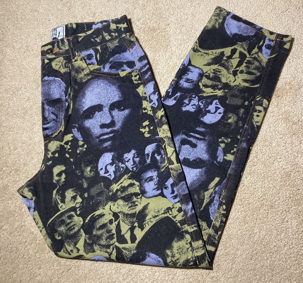Jean Paul Gaultier SS93 Jean Paul Gaultier Face Jeans Writer Purple 1993 90s Size US 29 - 1 Thumbnail
