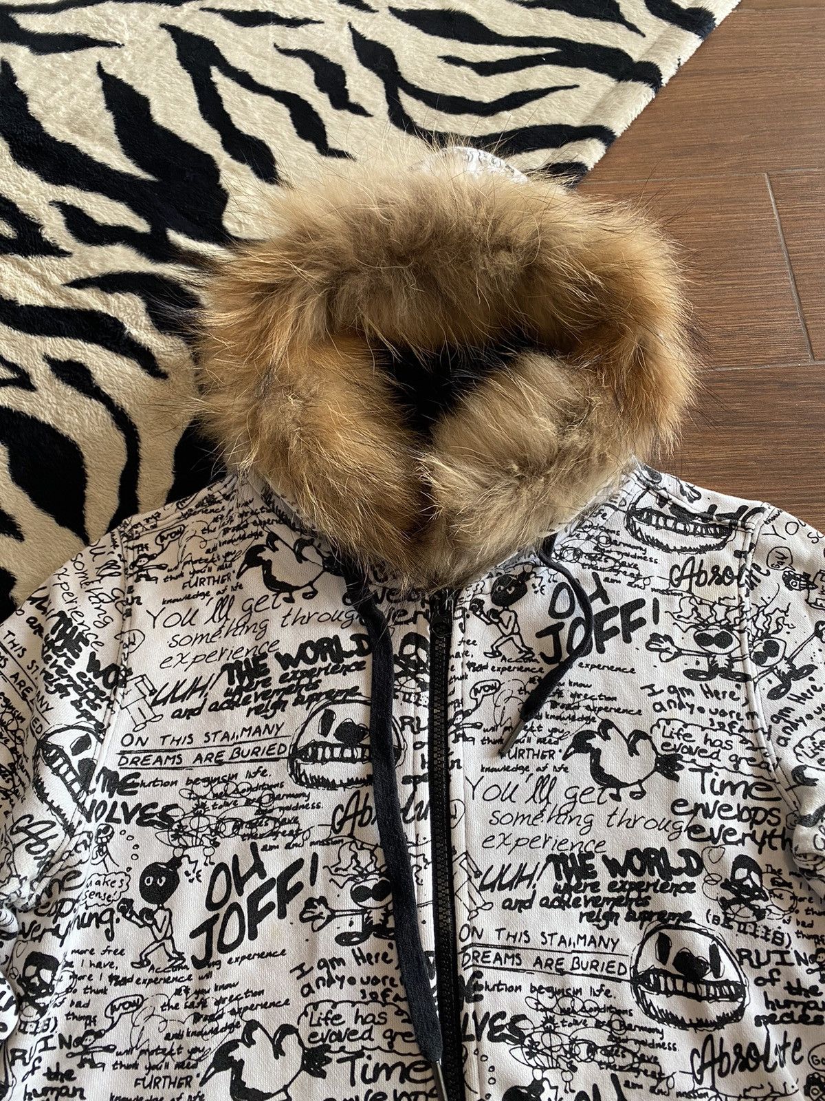 If Six Was Nine × Japanese Brand × Le Grande Bleu (L.G.B.) Japan Joff Faux fur hoodie Zip skull poem if6w9 LgB style Size US M / EU 48-50 / 2 - 4 Thumbnail