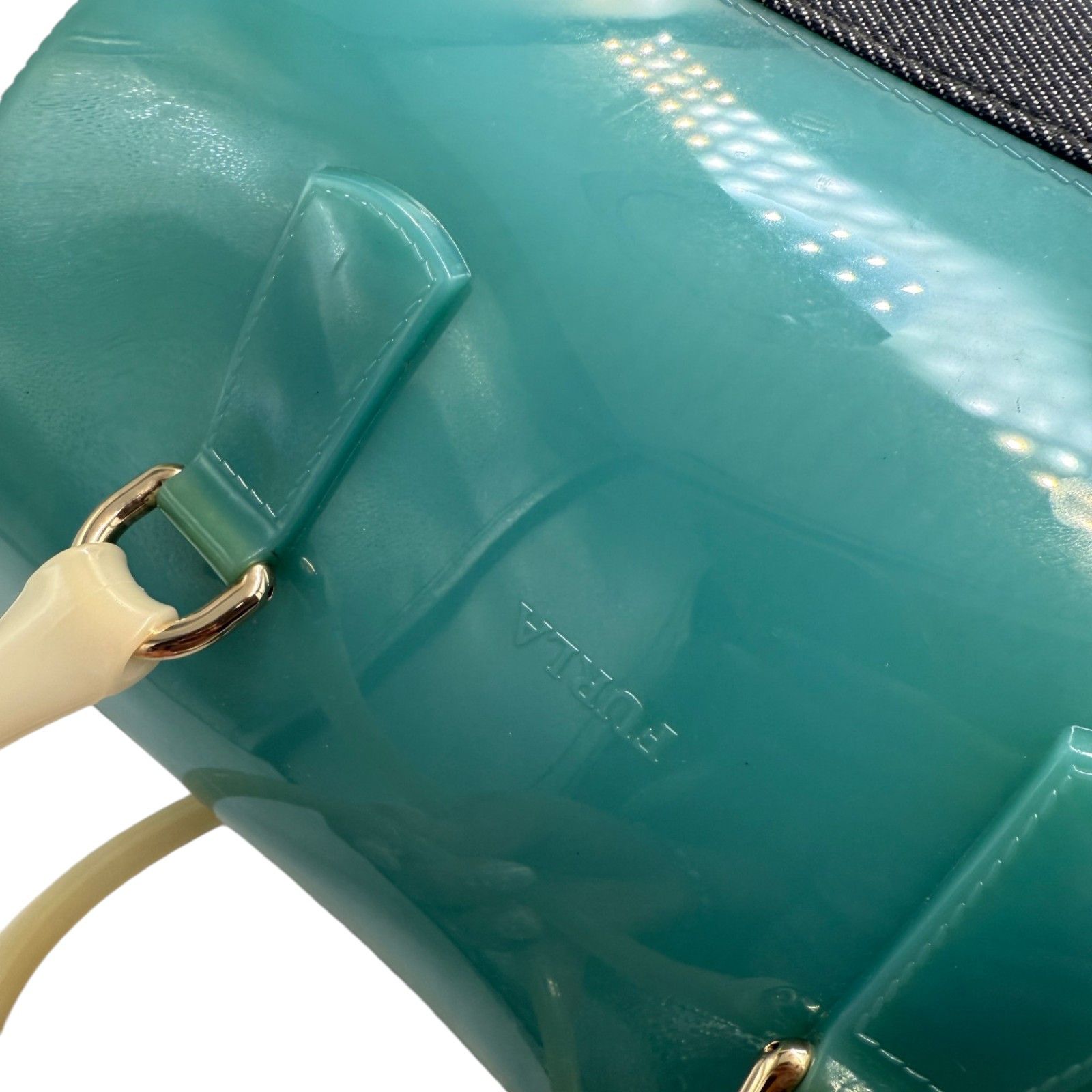 Furla Furla Teal Blue/Black Rubber and Denim Candy Bag Size ONE SIZE - 5 Thumbnail