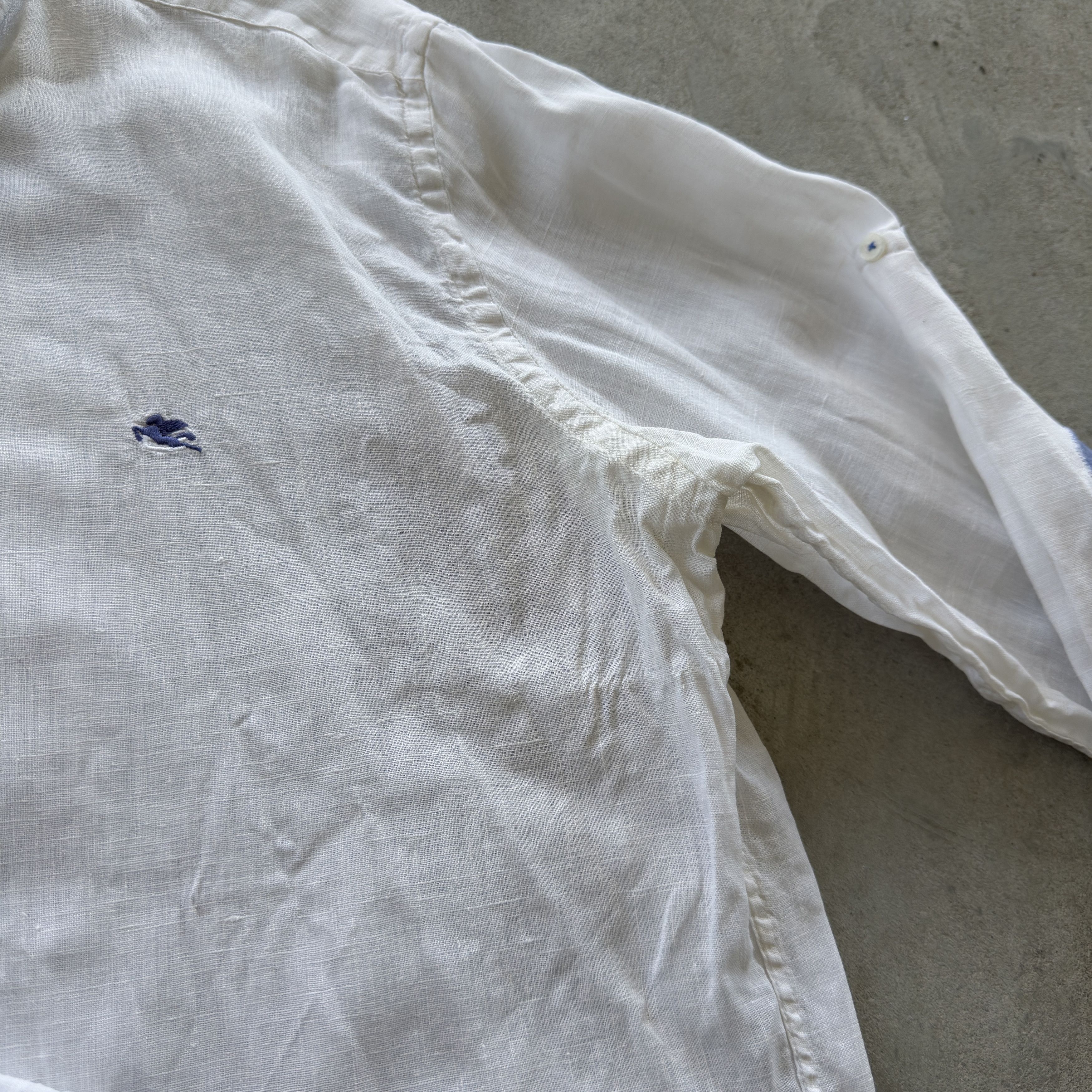 Etro Etro White Linen Shirt Made In Italy Luxury Summer Top 44 Size US L / EU 52-54 / 3 - 6 Thumbnail