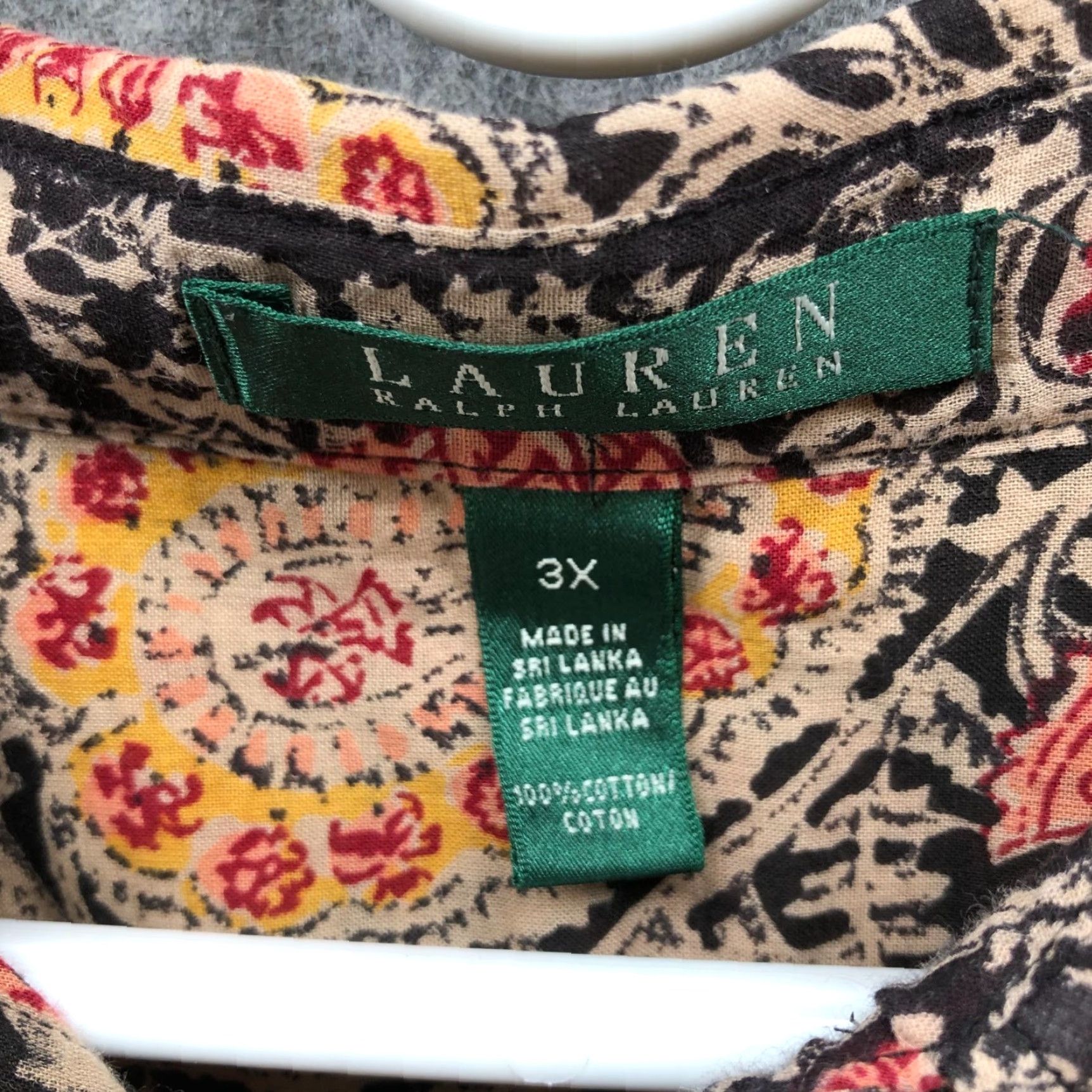 Ralph Lauren Lauren Ralph Lauren Blouse Womens 3XL 3/4 Sleeve Paisley Print Orange Bohemian Cotton Ruffle Shirt Adult Womens Slim Casual Shirt? Size XXL / US 16-18 / IT 52-54 - 3 Thumbnail