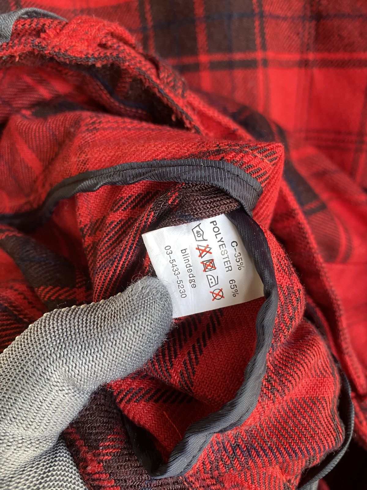 Japanese Brand Vintage 90s Play-Play-Play Red Black Plaid Wool Biker Jacket Size US M / EU 48-50 / 2 - 15 Thumbnail