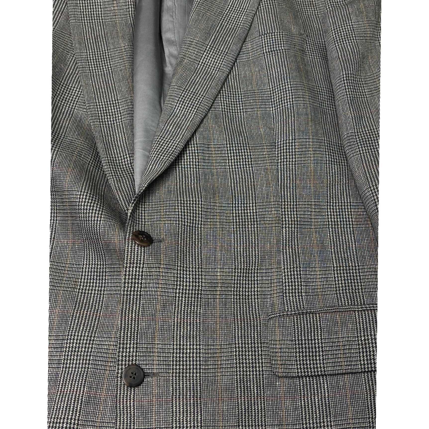 Brooks Brothers VINTAGE Brooks Brothers Men's Glen Plaid Wool Blend Blazer 44LG Union Made USA Sport Coat Regular Gray Plaid 90s Mens Size 44R - 2 Thumbnail