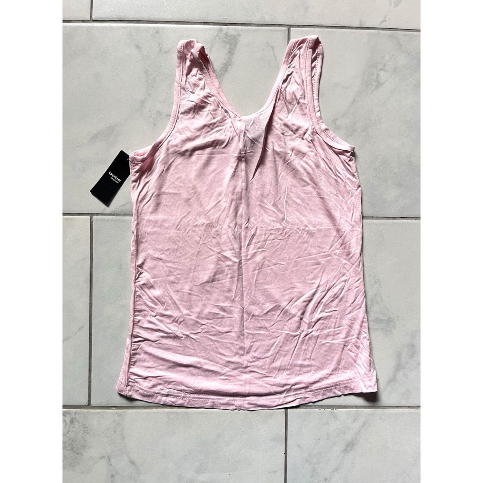 Bebe Bebe Tank Top Medium Pink Womens Stretch Fit Sleeveless V-Neck Pullover Cotton Spandex Easy Care 4 Seasons Regular Size M Size M / US 6-8 / IT 42-44 - 7 Thumbnail