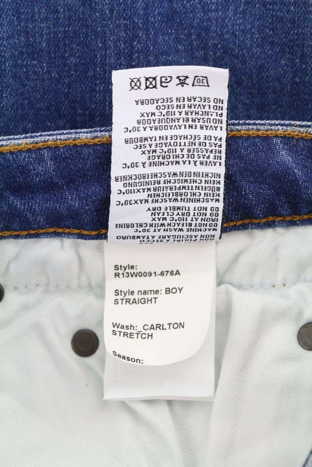 R13 BOY STRAIGHT 27 Carlton Stretch Ankle Denim Blue 86347 Size 27" / US 4 / IT 40 - 7 Thumbnail