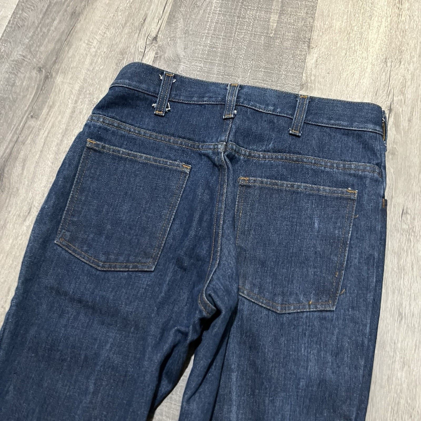 Vintage VTG Hippie Dark Wash Western Boot Cut Flared Denim Jeans 30" Size 29" - 5 Thumbnail