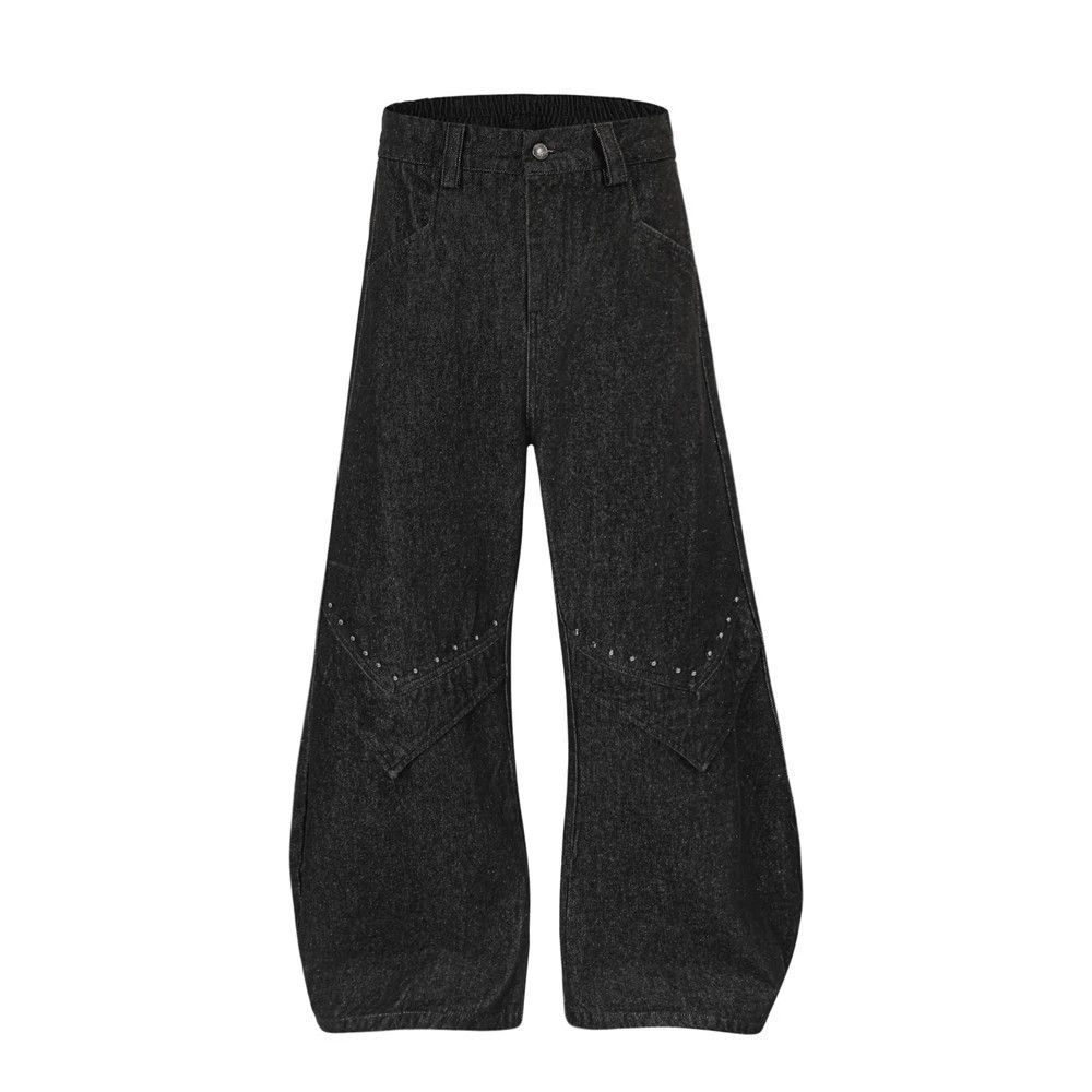 Japanese Brand × Jean American style patchwork rivet loose wide-leg scimitar jeans Size US 32 / EU 48 - 1 Thumbnail