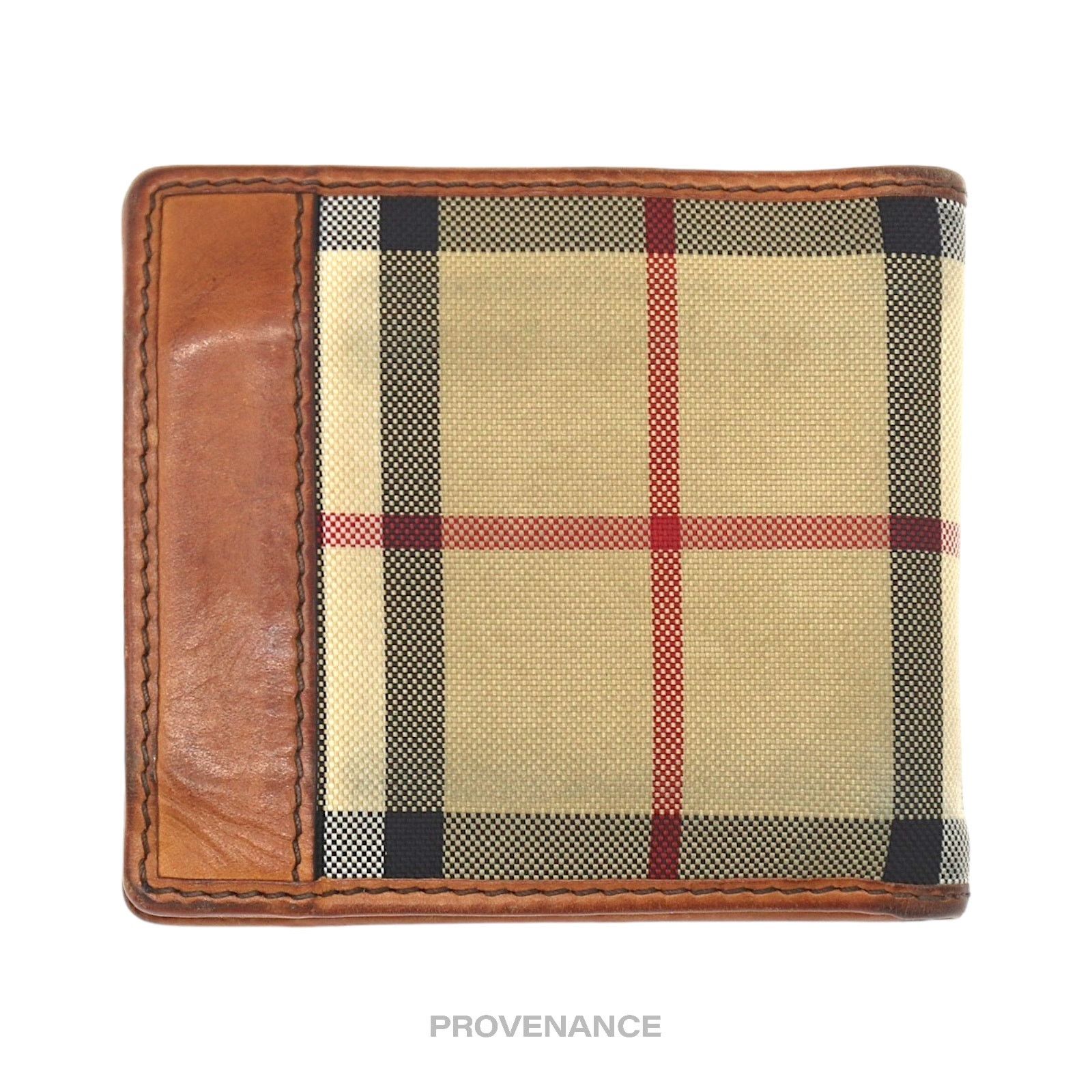 Burberry 🔴 Burberry Nova Check Canvas Bifold Wallet - Brown Leather Size ONE SIZE - 2 Thumbnail