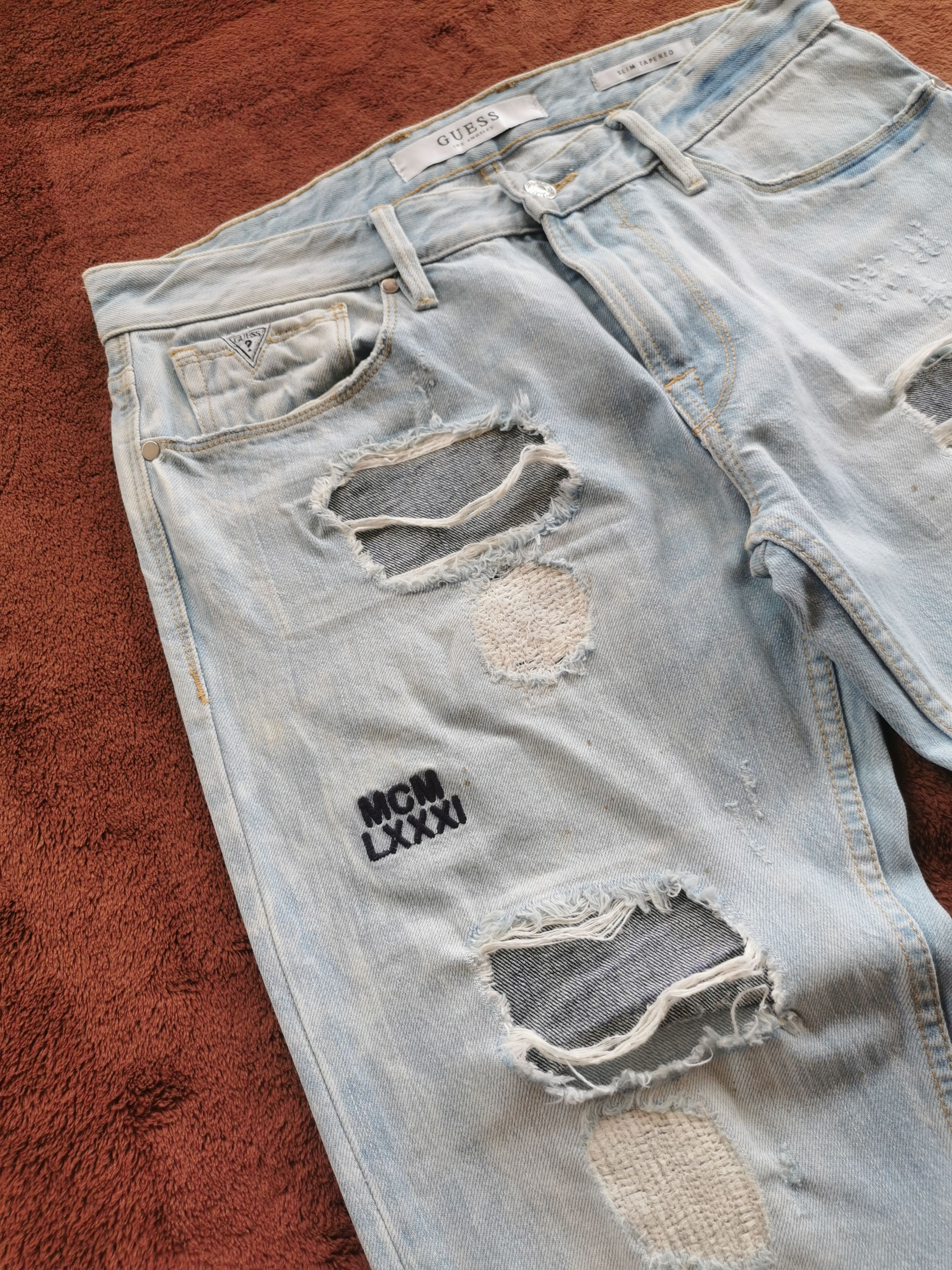 A$AP Rocky × Guess Guess Distressed Denim Jeans With Several Ripped Frayed Size US 33 - 7 Thumbnail