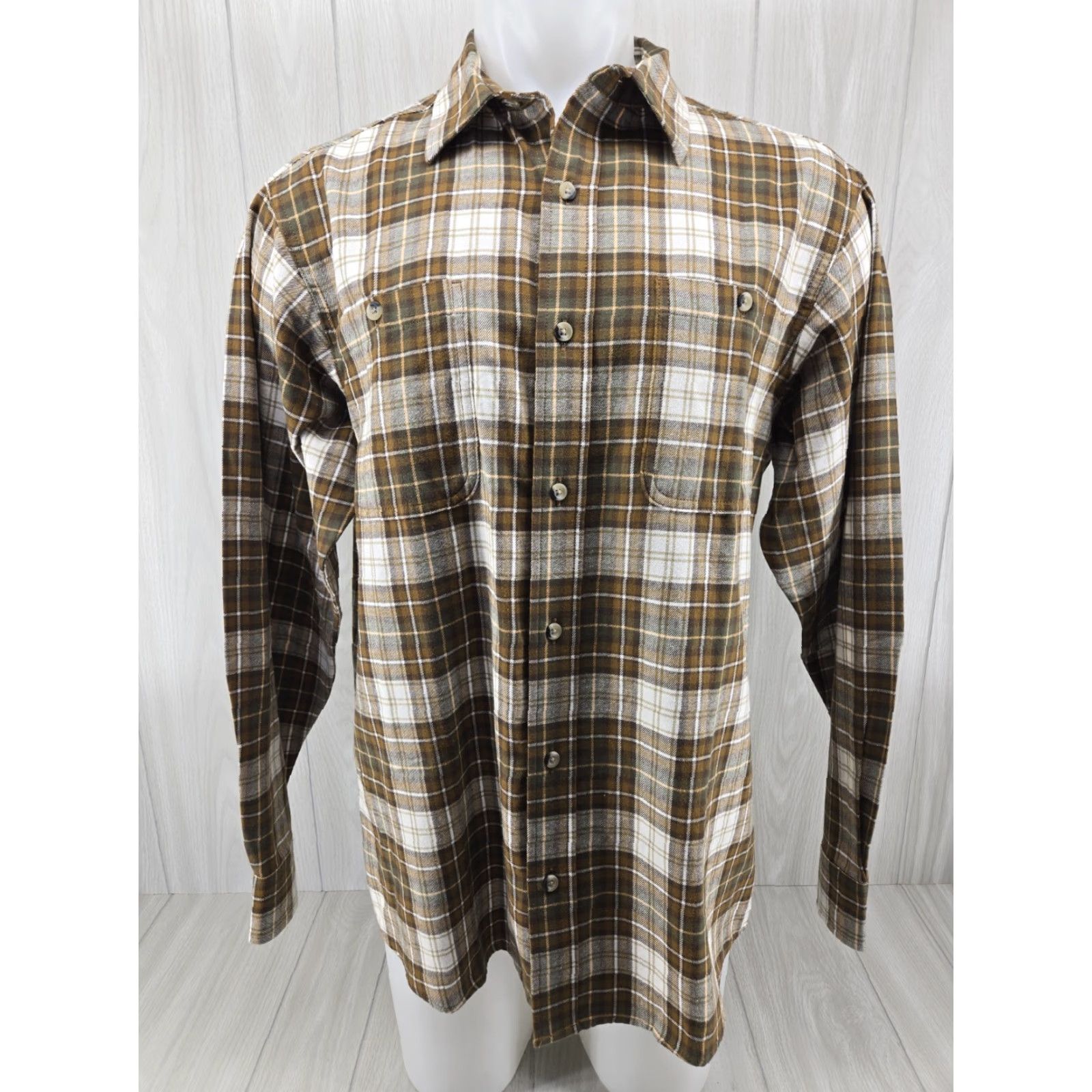 Vintage RedHead Mens Large Plaid Button Down Shirt Brown Green Long Sleeve Shirt Button-Up Casual Classic Outdoor Mens Size US L / EU 52-54 / 3 - 2 Thumbnail