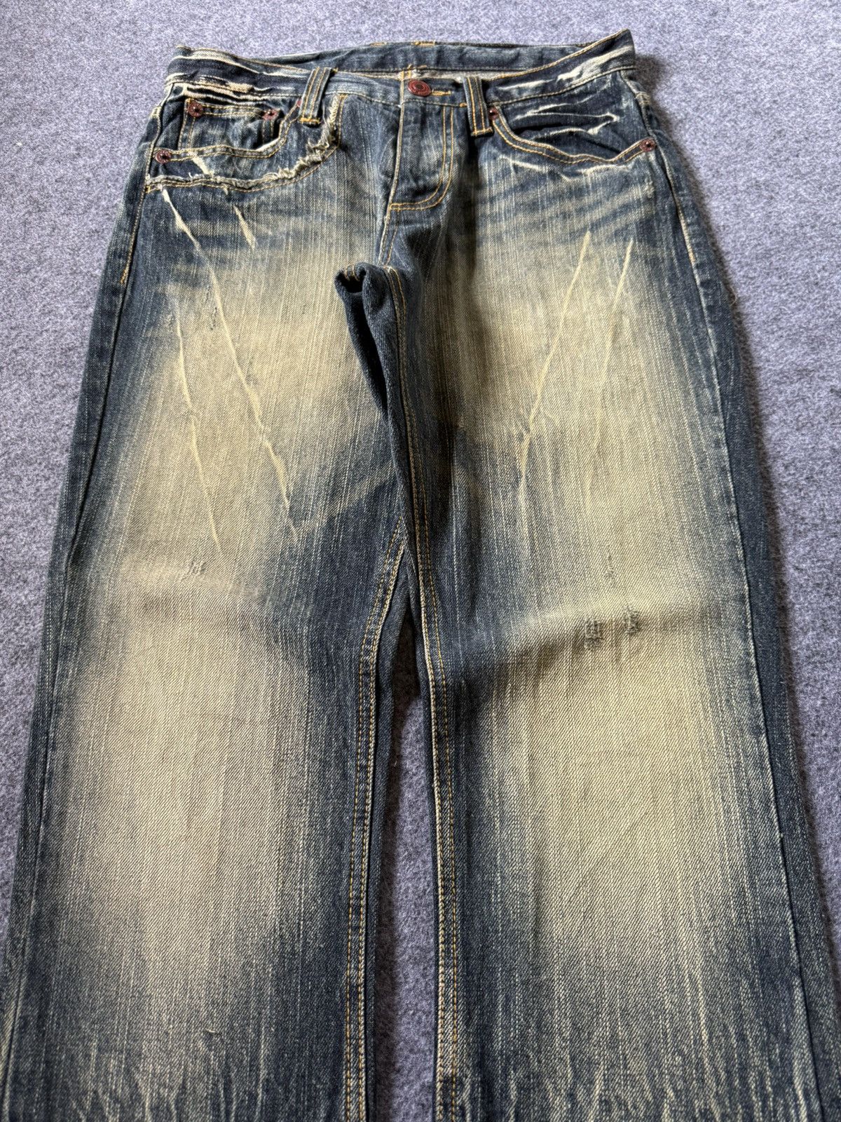 Japanese Brand Clone Devgru Japan Artisal Mud Wash Wrinkle Texture Jeans Size US 30 / EU 46 - 3 Thumbnail