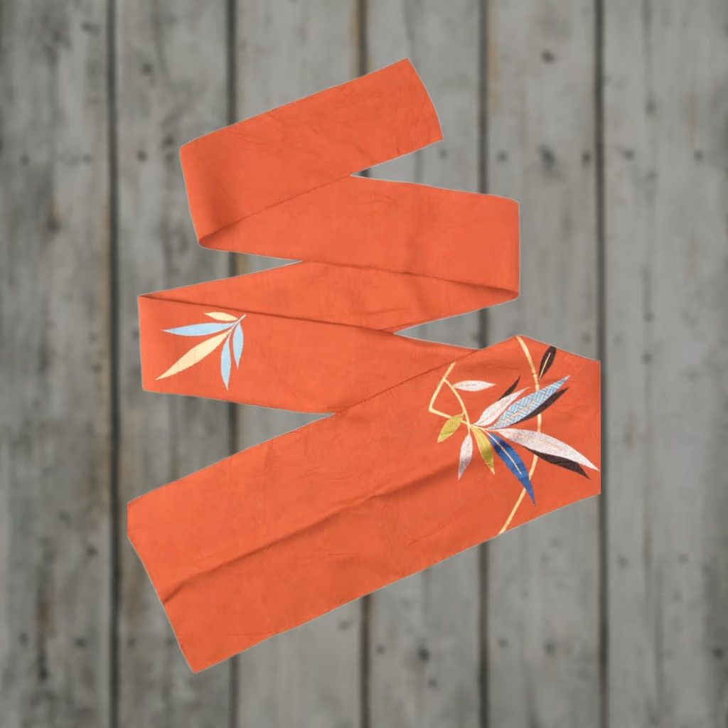 Vintage VINTAGE Obi Rust Embroidered Leaves 83 Size ONE SIZE - 1 Thumbnail