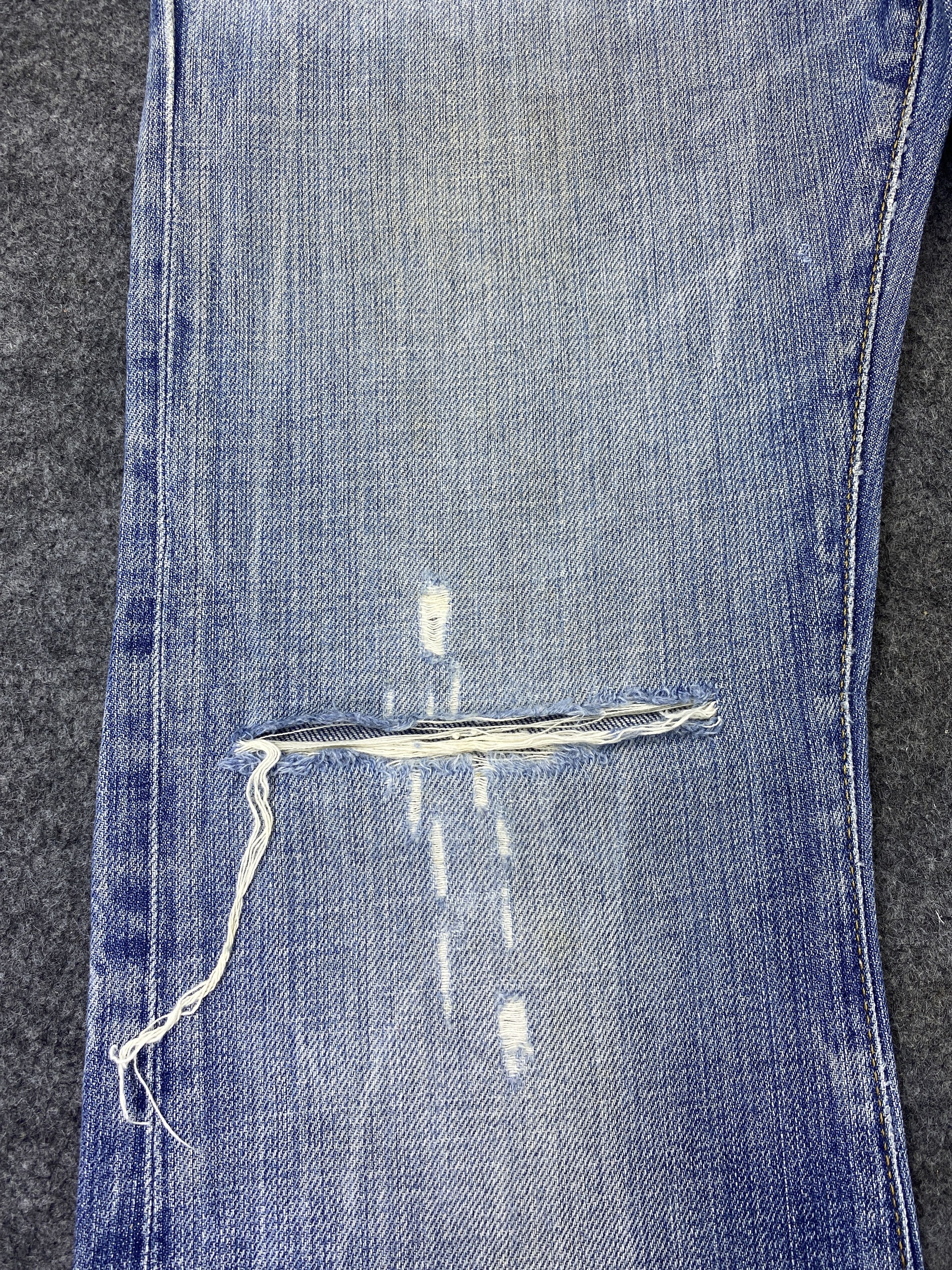 Jean & Distressed Blue Wash Flare Denim - J974 Size US 32 / EU 48 - 14 Thumbnail