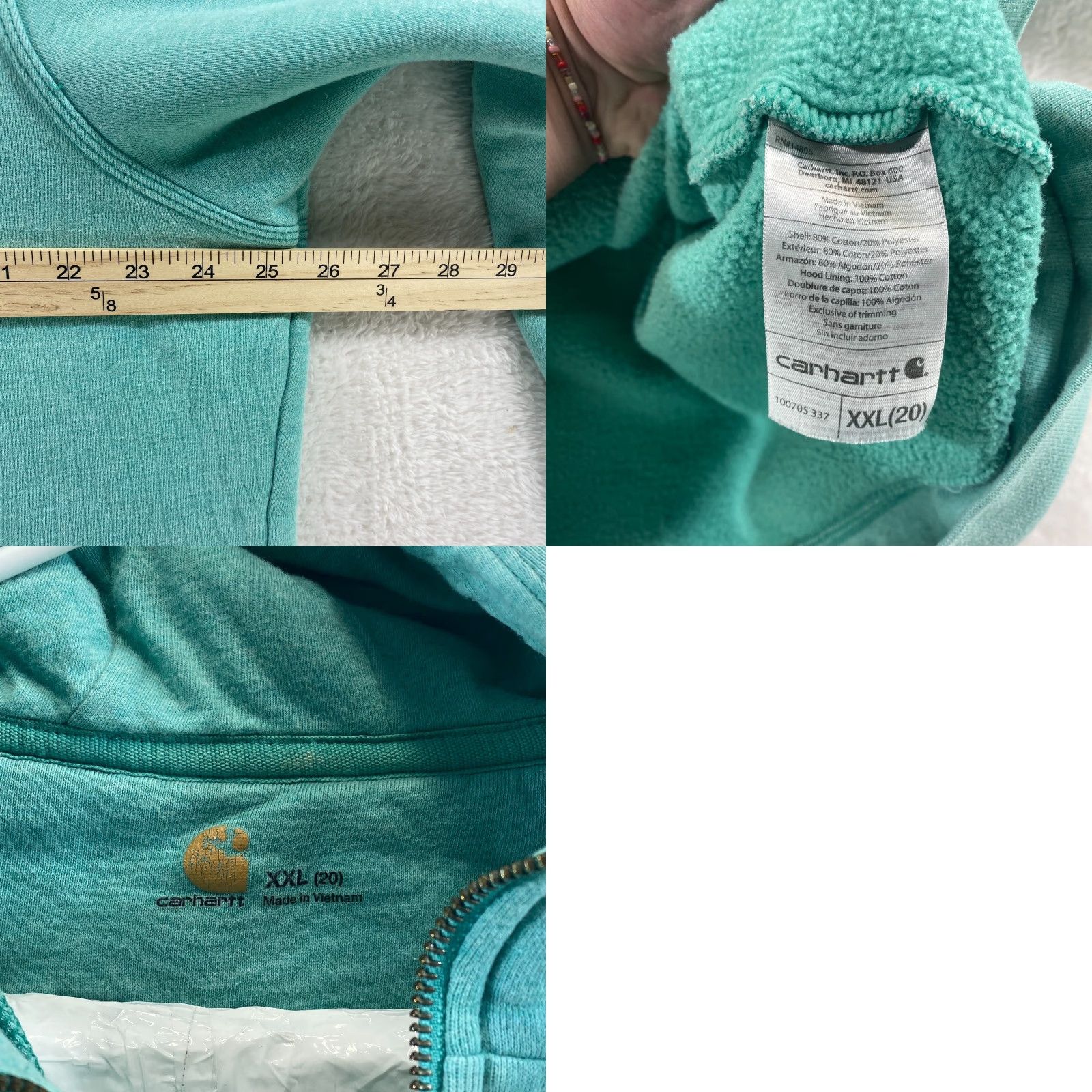 Carhartt Carhartt Green Womens XXL Hoodie Hooded Sweatshirt 1/4 Zip Pullover Pockets Size XXL / US 16-18 / IT 52-54 - 8 Thumbnail
