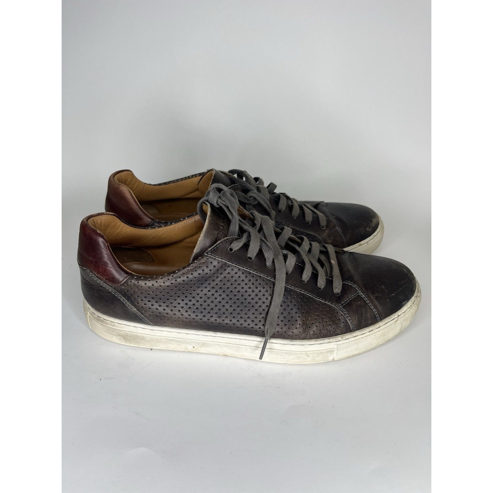 Magnanni Magnanni Brown Leather Lace Up Casual Low Top Sneakers Shoes Size US 12 / EU 45 - 10 Thumbnail