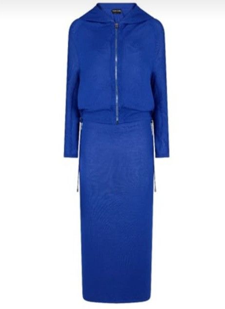 image of Tom Ford O1Loc1C0524 Ack018 Hooded Midi Dress In Blue, Women's (Size Medium)