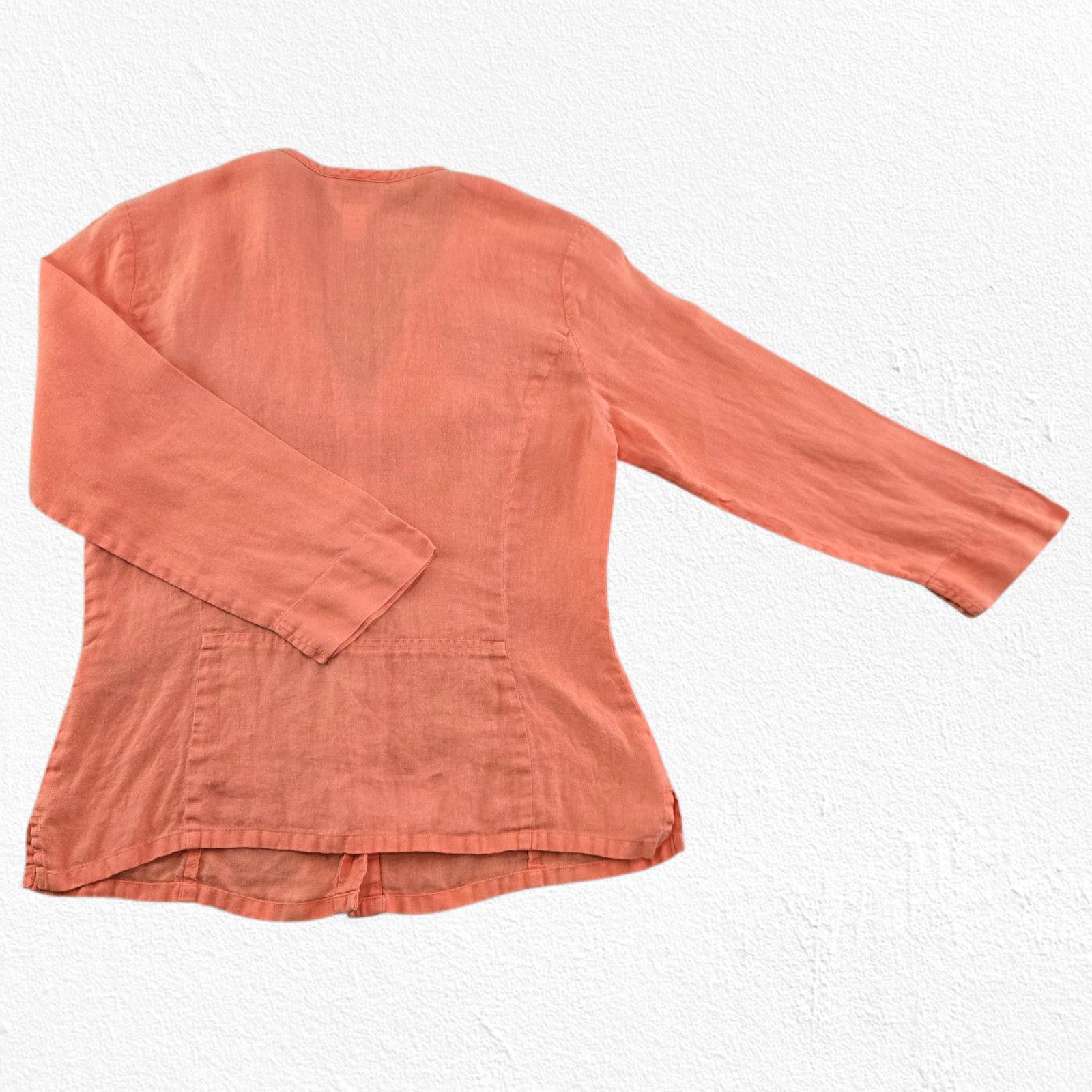Vintage 90s Orange Irish Linen V-Neck Button Front Top Size 6 Size M / US 6-8 / IT 42-44 - 8 Thumbnail