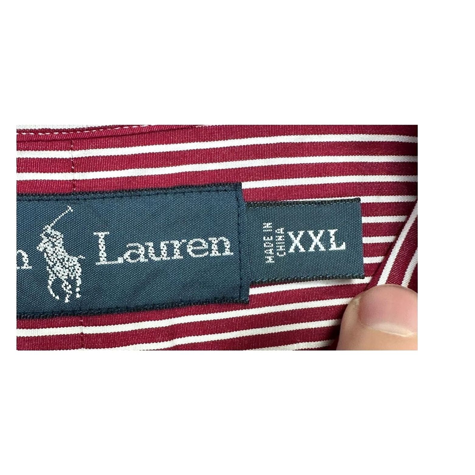 Ralph Lauren Ralph Lauren Button-Down Shirt Adult 2XL Red White Hairline Stripe Pony Mens Size US XXL / EU 58 / 5 - 6 Thumbnail