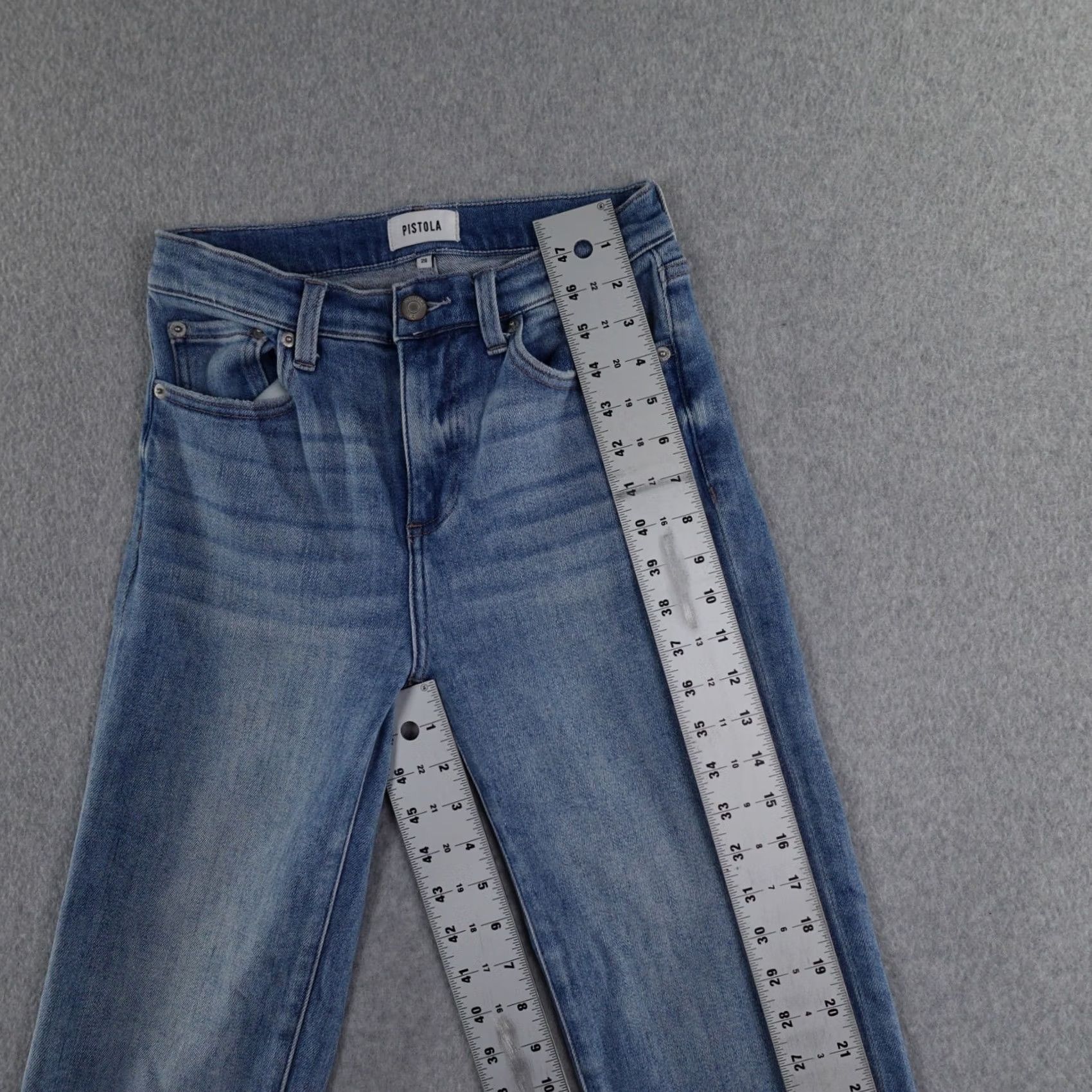 Pistola PISTOLA Jeans Womens 26 (26X25) Light Wash Blue High Rise Button Fly Distressed Jeans Size 26" / US 2 / IT 38 - 4 Thumbnail