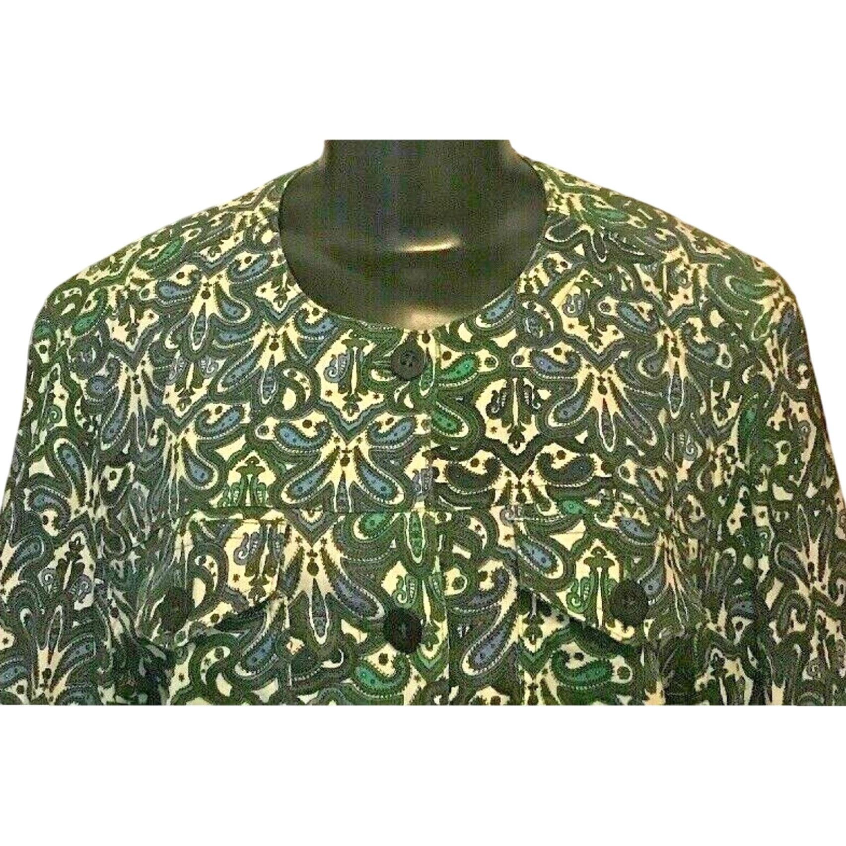 Charter Club VINTAGE Charter Club Womens Jacket Button Down Paisley Green Blue Cotton Spandex Chest 22" Large Womens Size L / US 10 / IT 46 - 3 Thumbnail
