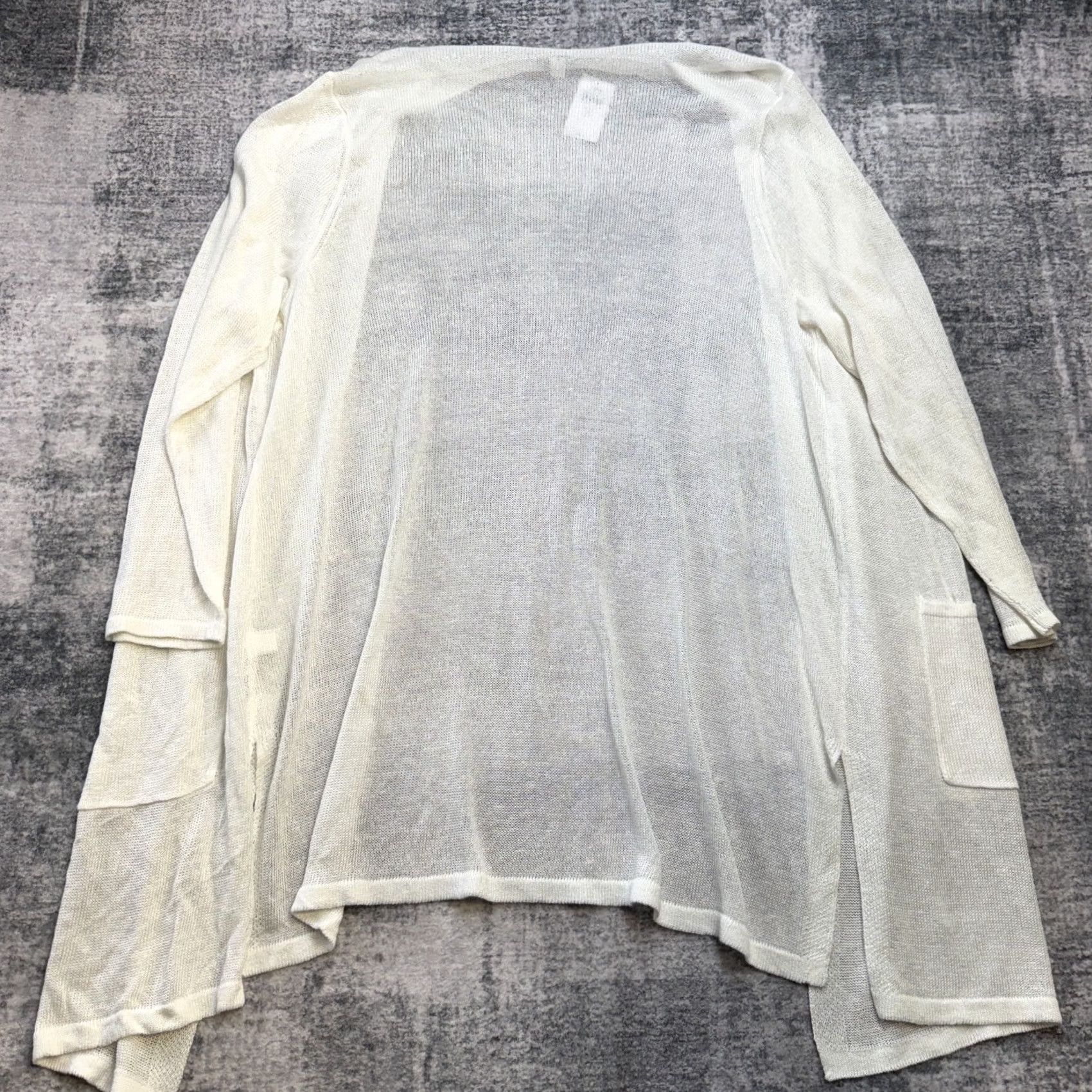 J. Jill J Jill Sweater Cardigan Women 3X White Linen Open Knit Beach Coverup Coastal NEW Size XXL / US 16-18 / IT 52-54 - 7 Thumbnail