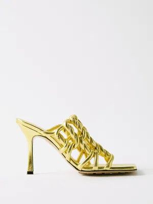 Bottega Veneta o1bcso1str0924 Stretch Twist Sandal Mules in Gold Size US 9.5 / IT 39.5 - 1 Thumbnail