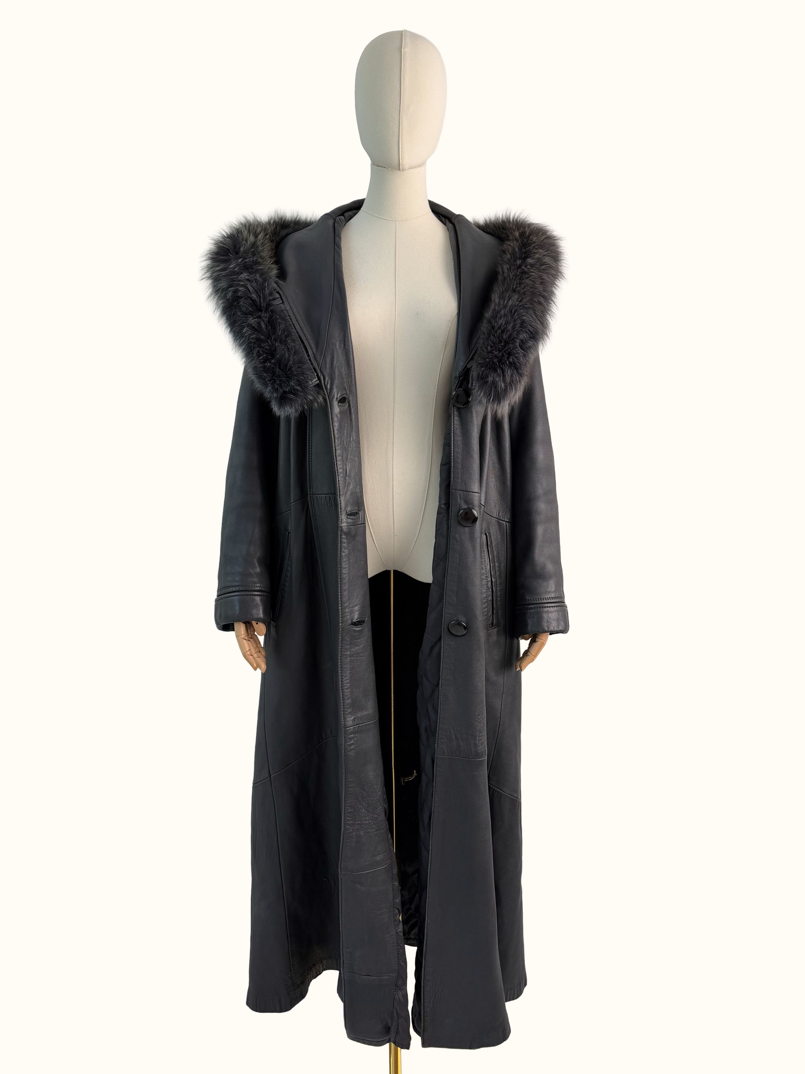 Vintage Vintage Leather Coat Hooded Long Winter Jacket Outerwear B4 Size L / US 10 / IT 46 - 4 Thumbnail