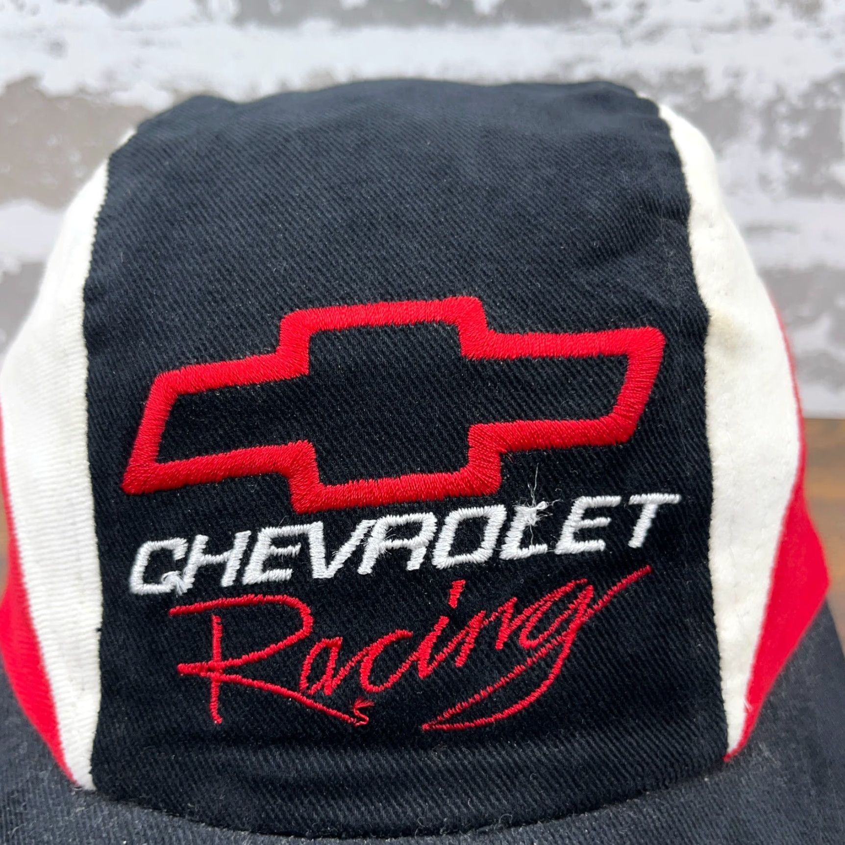 Vintage Vintage Chevrolet Racing Hat Cap SnapBack 5 Panel Chevy 90s Y2K Black Red White Mens One Size Black Racing Champions Snapback Twill Cotton Hat Size ONE SIZE - 5 Thumbnail