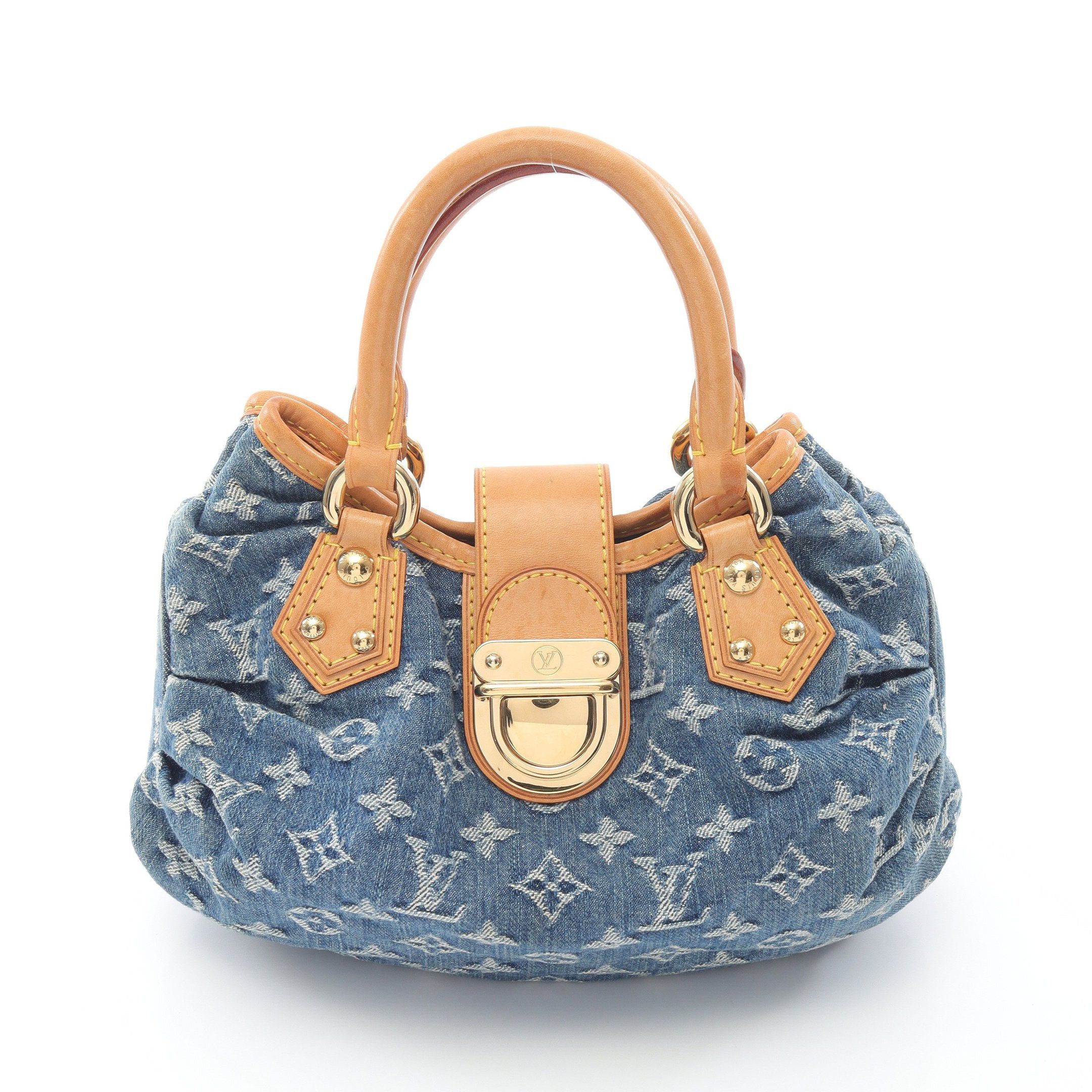 Louis Vuitton Louis Vuitton Preeti Monogram Denim Handbag Leather Blue Size ONE SIZE - 1 Thumbnail