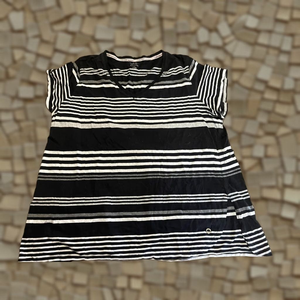 Calvin Klein Calvin Klein Shirt Women Plus Size 3X Black White Striped Stretch Size XXL / US 16-18 / IT 52-54 - 1 Thumbnail