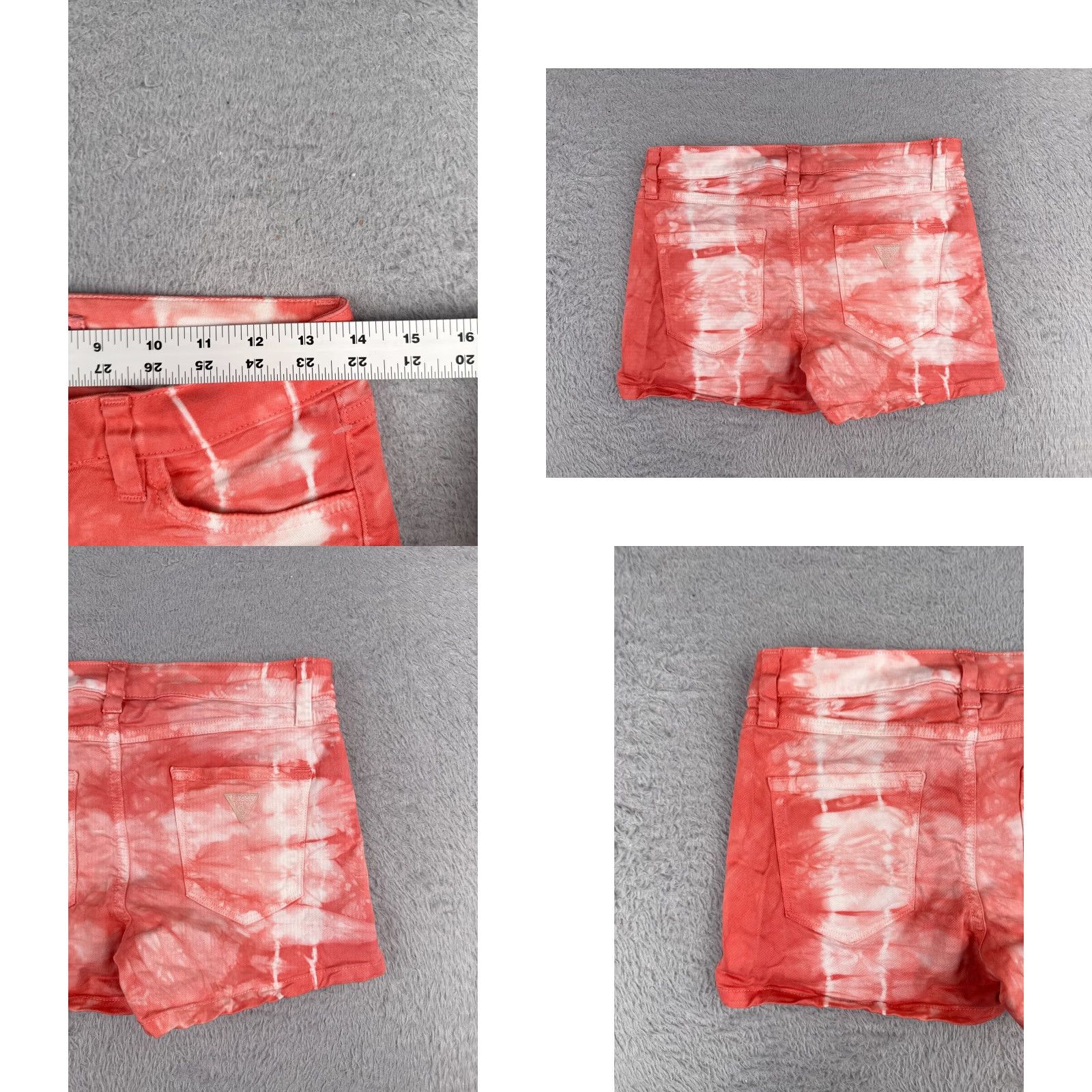 Guess GUESS Shorts Women Pink White Tie Dye Cotton Blend Beach Casual 27x3 27 Regular Waist Elastic Front 5-Pocket Denim Chino Shells Pattern Solid Size 27" / US 4 / IT 40 - 9 Thumbnail