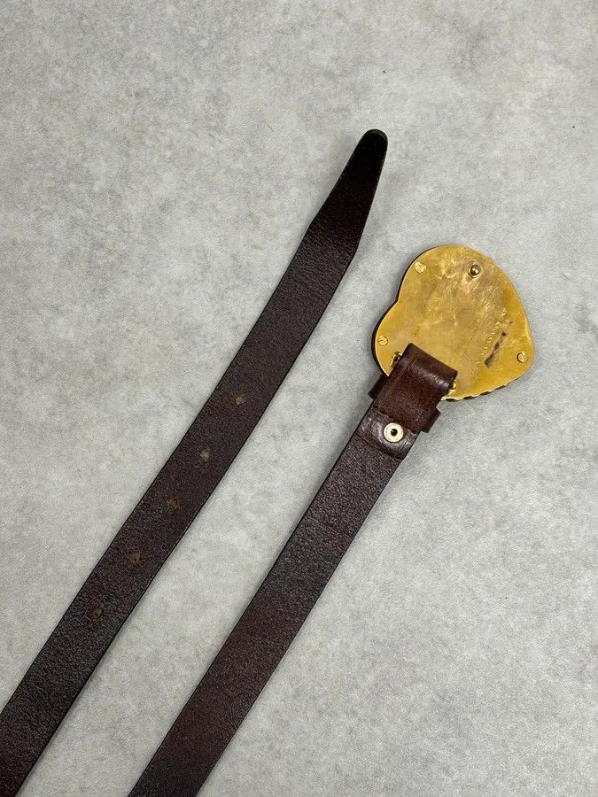 Dsquared2 2000s Dsquared2 Gold Logo Heart Buckle Brown Leather Belt Size ONE SIZE - 6 Thumbnail