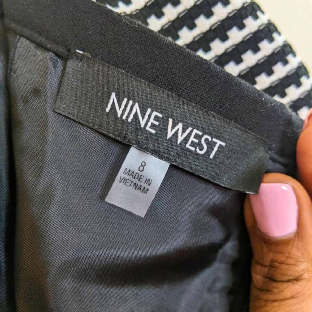Nine West Nine West Women's Size 8 Pencil Skirt Black White Textured Stretch Office Work Size 30" / US 8 / IT 44 - 3 Thumbnail