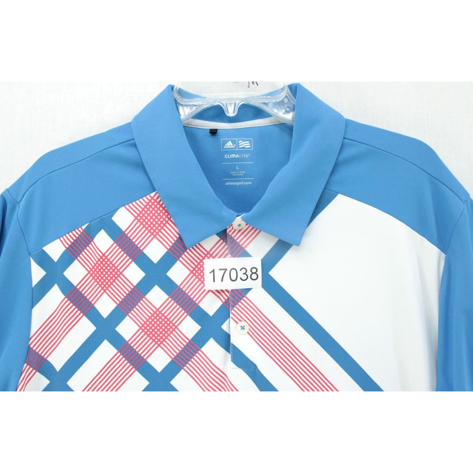 Adidas Adidas Polo Shirt Mens Large White Striped Climalite Golf Stretch Polo Shirt Size US L / EU 52-54 / 3 - 8 Thumbnail