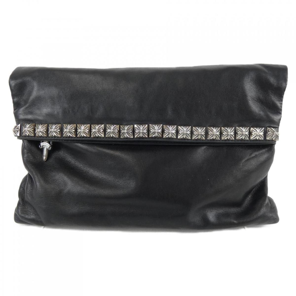 image of Chrome Hearts Pyramid Stud Zip Bag in Black, Men's