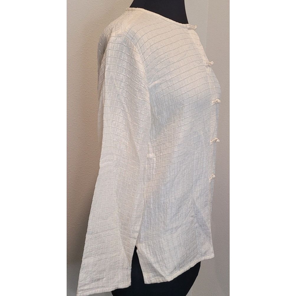 Eileen Fisher Eileen Fisher Textured Silk Jacket Ivory M Oriental Luxe Size M / US 6-8 / IT 42-44 - 3 Thumbnail
