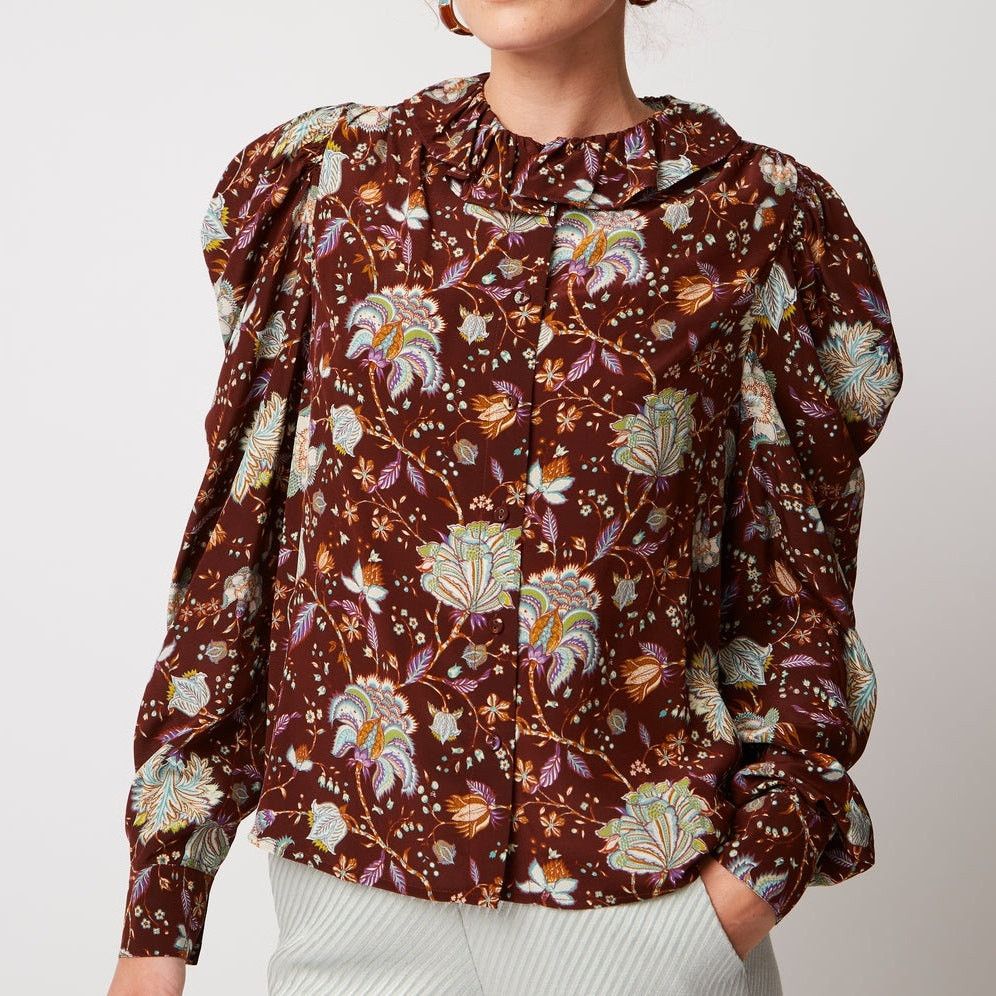 Ulla Johnson Ulla Johnson Dara Floral Ruffle Neck Long Sleeve Top Size 8 Size M / US 6-8 / IT 42-44 - 1 Thumbnail
