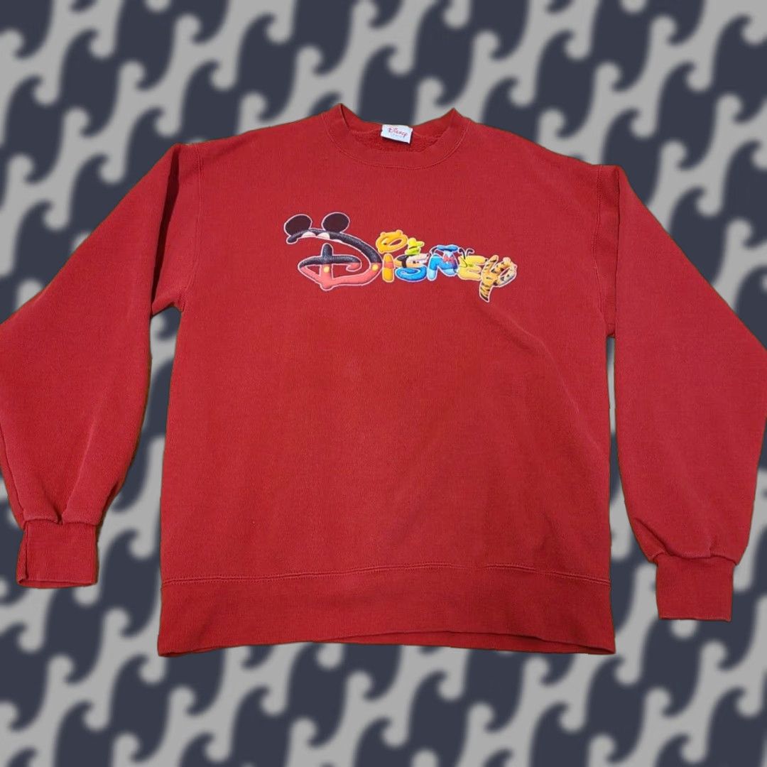 Disney VINTAGE Disney Sweatshirt Men Mickey and Friends Crew Neck Long Sleeve Red 90s USA Graphic Print Size M Size US M / EU 48-50 / 2 - 1 Thumbnail