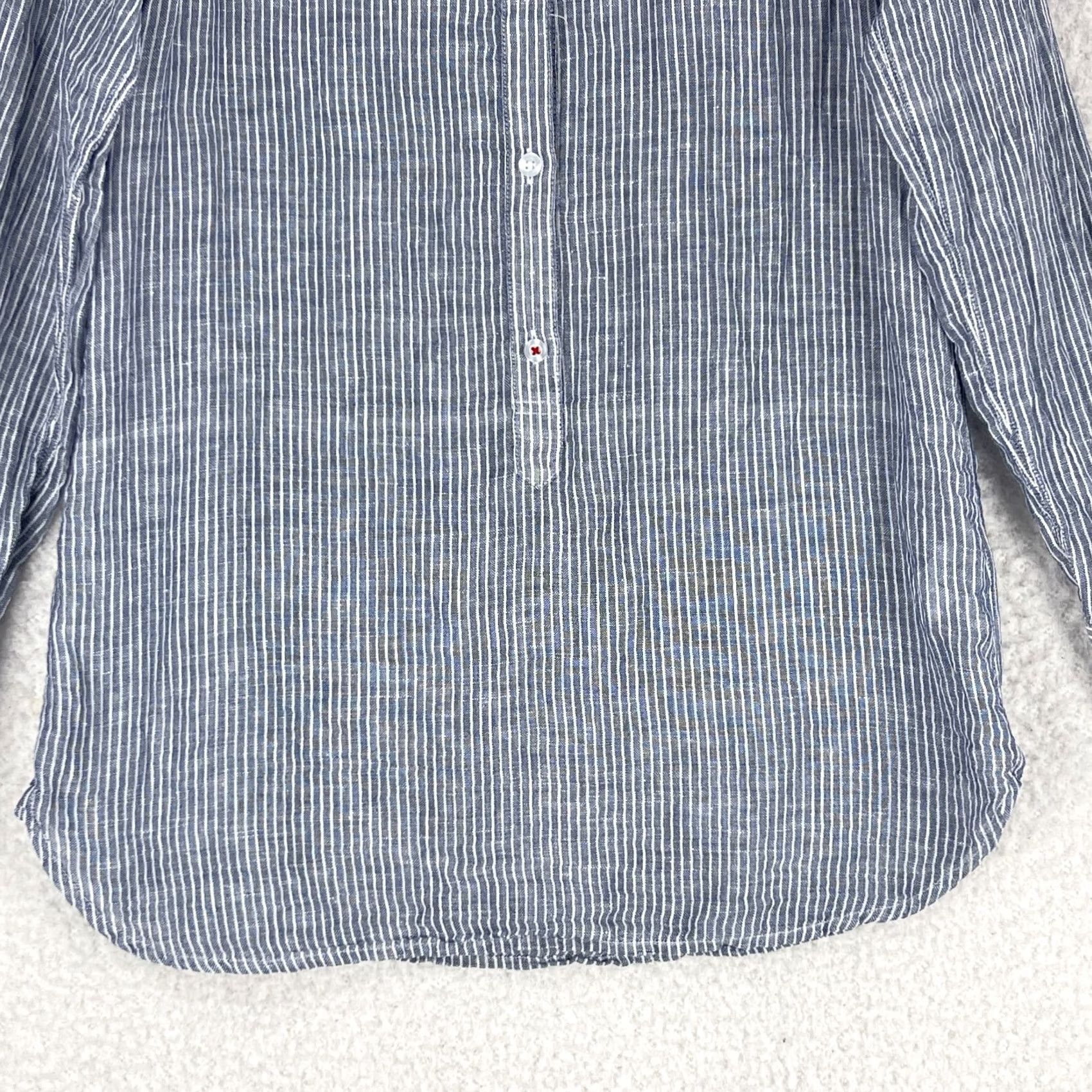 Lucky Brand Lucky Brand Womens XS Blue Stripe Linen Blend Button-Up Shirt Casual Shirt XS Regular Women Blue Striped Button-Up Bohemian Linen Blend Casual Size XS / US 0-2 / IT 36-38 - 6 Thumbnail