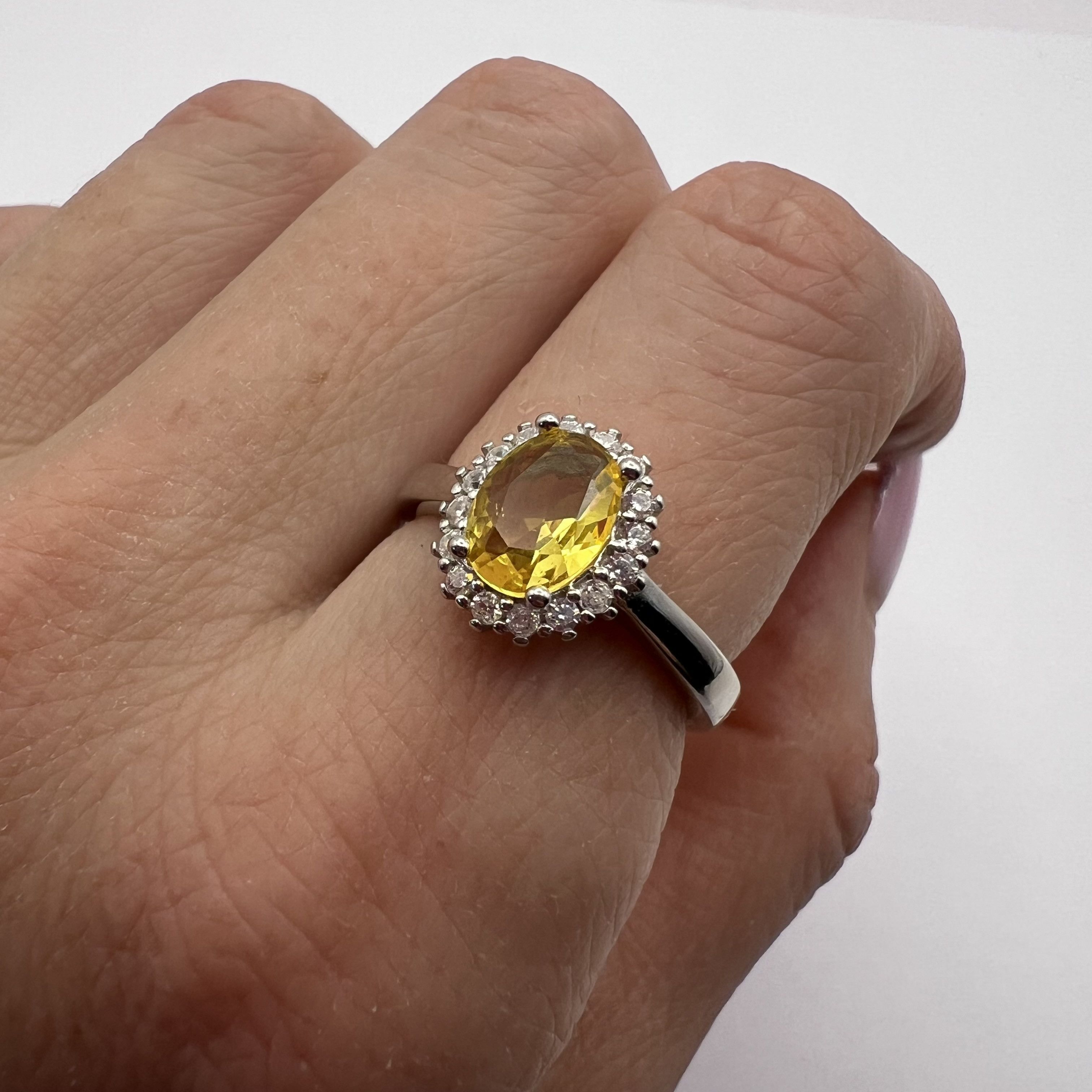 Other 925 Sterling Silver Citrine Ring Yellow Natural Gemstone Size ONE SIZE - 3 Thumbnail