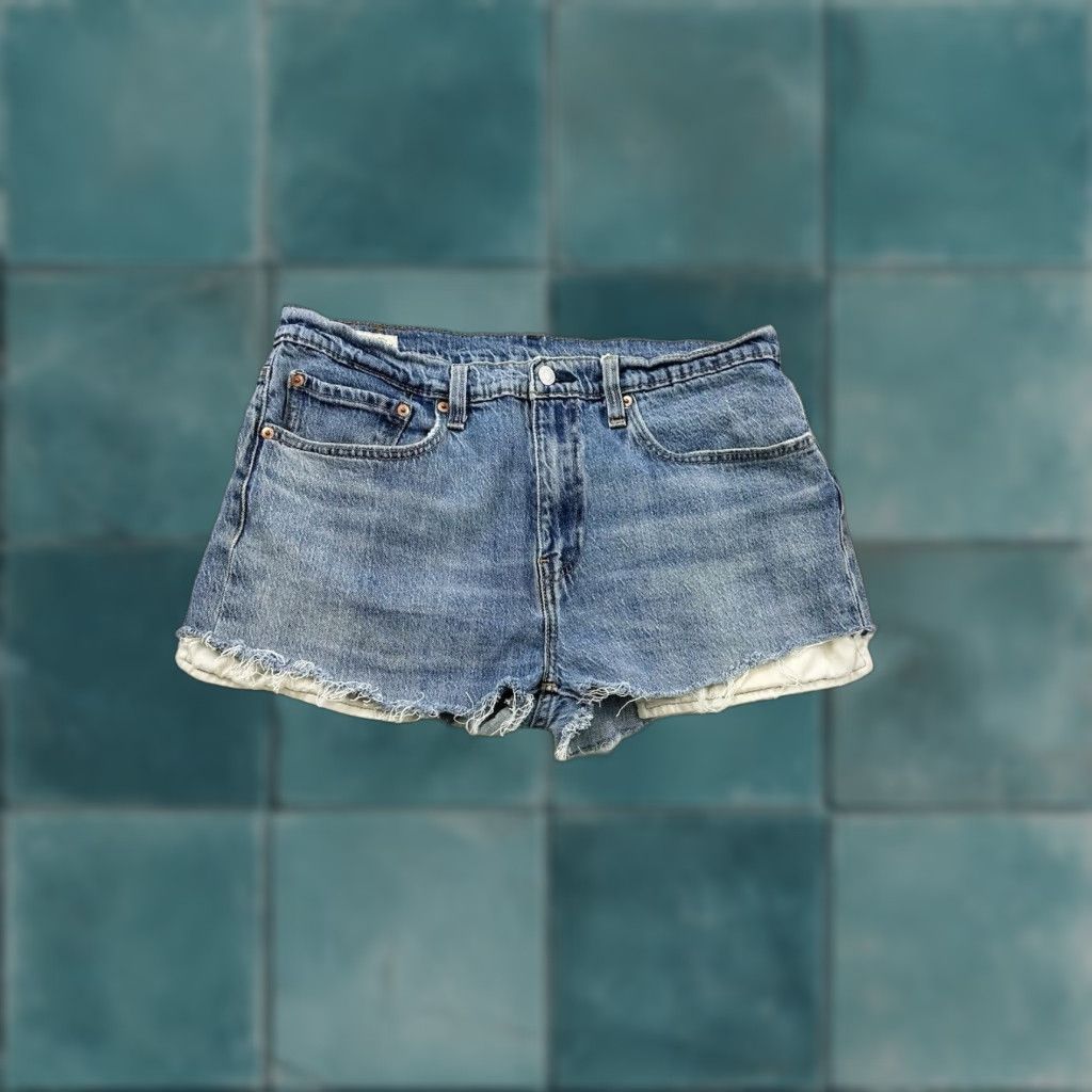 Levi's Levi’s Shorts Women 34 Blue Denim Cut Off Jeans Size 24" / US 00 / IT 34 - 1 Thumbnail