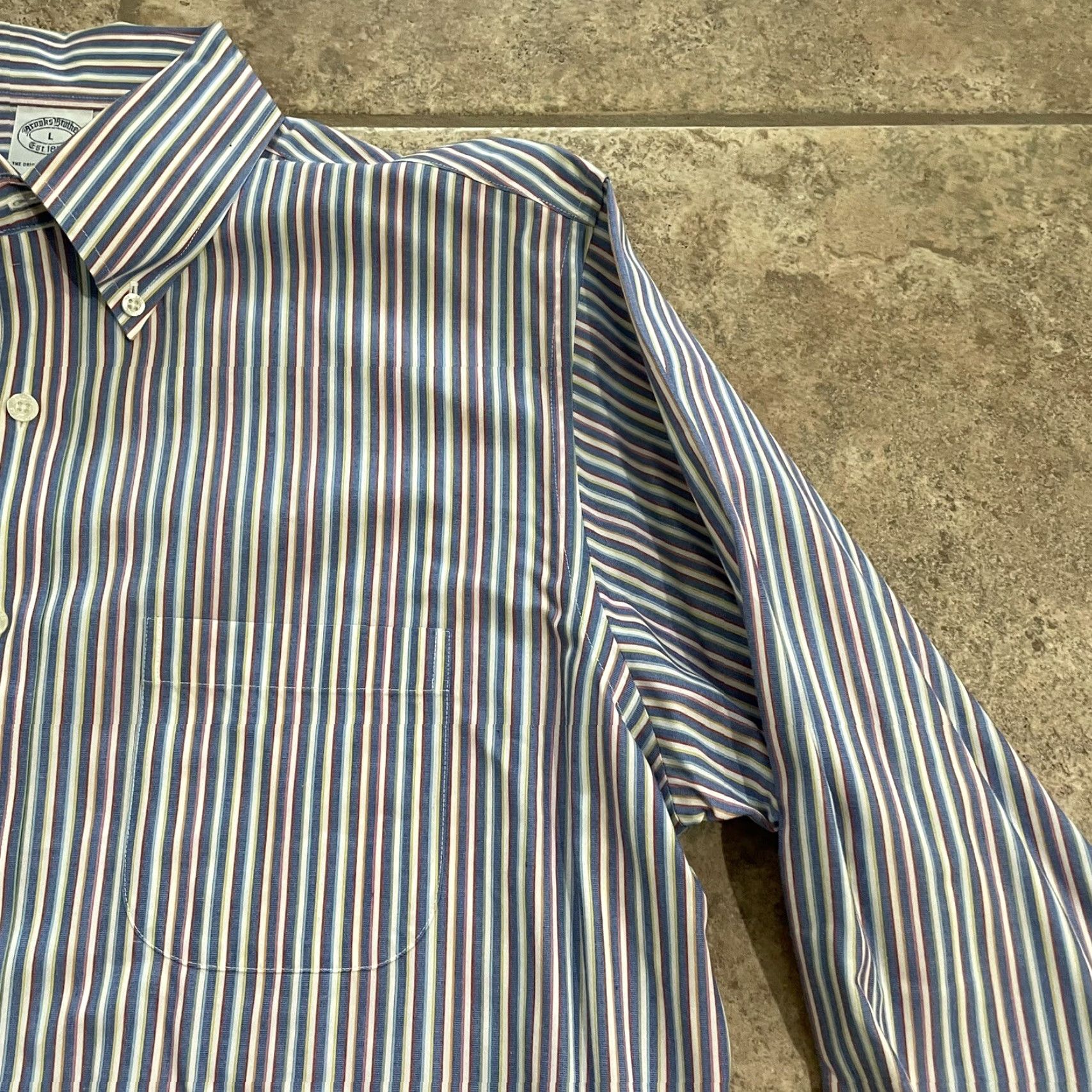 Brooks Brothers Brooks Brothers Mens Slim Fit Non-Iron Long Sleeve Button-Down Shirt L Multicolor Size US L / EU 52-54 / 3 - 2 Thumbnail